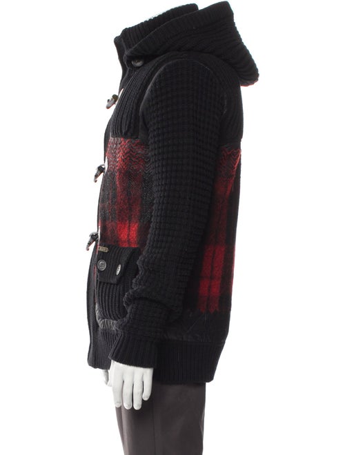 Bark Wool Plaid Print Puffer Coat