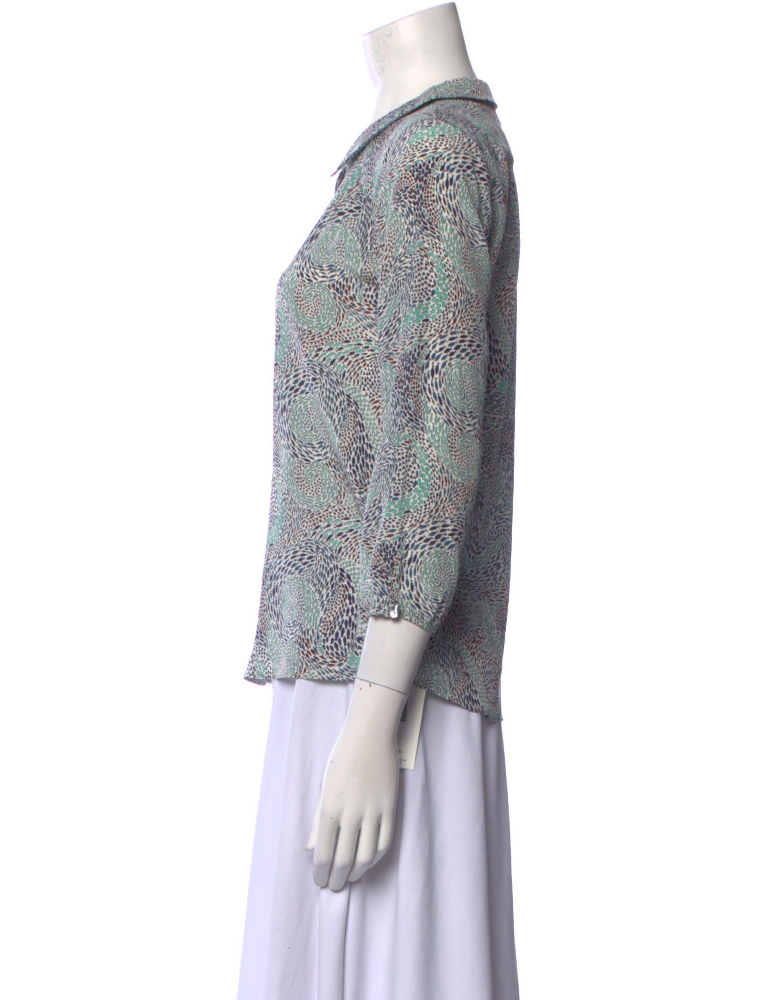 Brora Silk Printed Button-Up Top