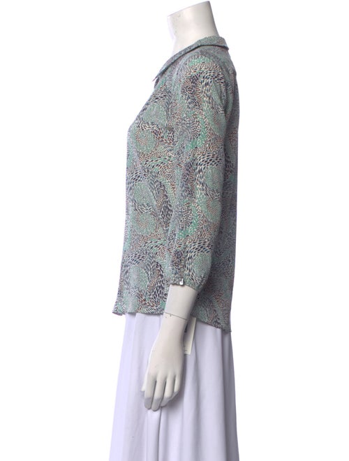 Brora Silk Printed Button-Up Top