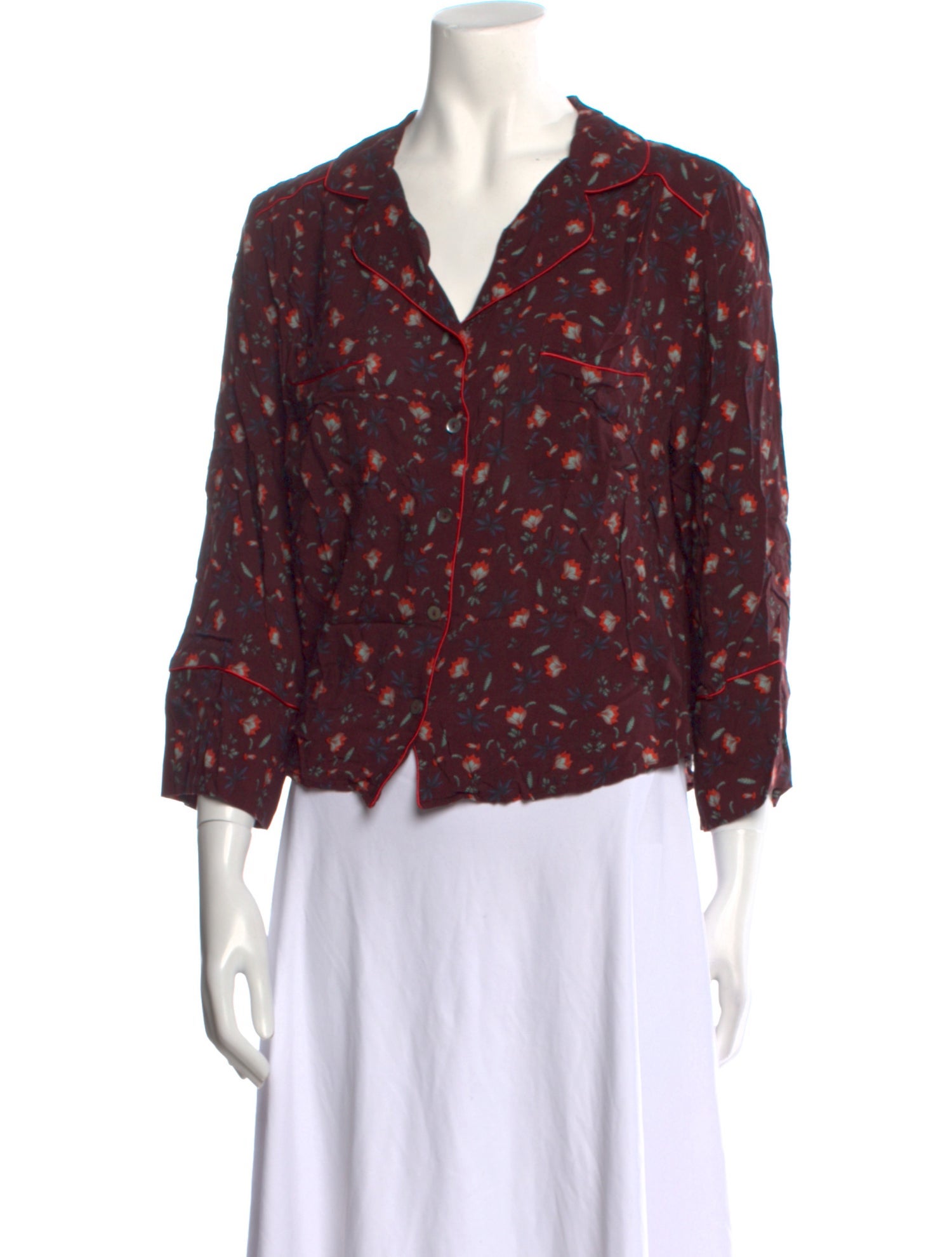 Brora Floral Print Three-Quarter Sleeve Blouse