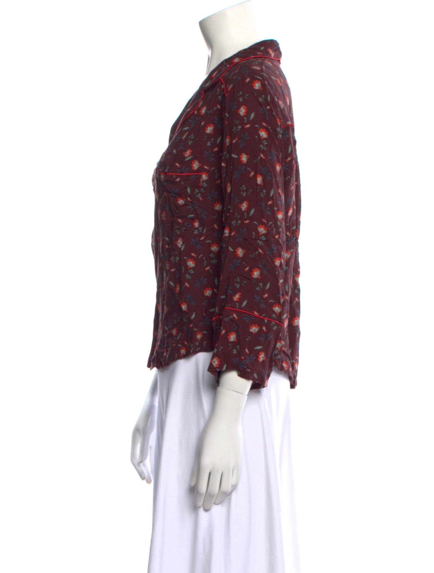 Brora Floral Print Three-Quarter Sleeve Blouse