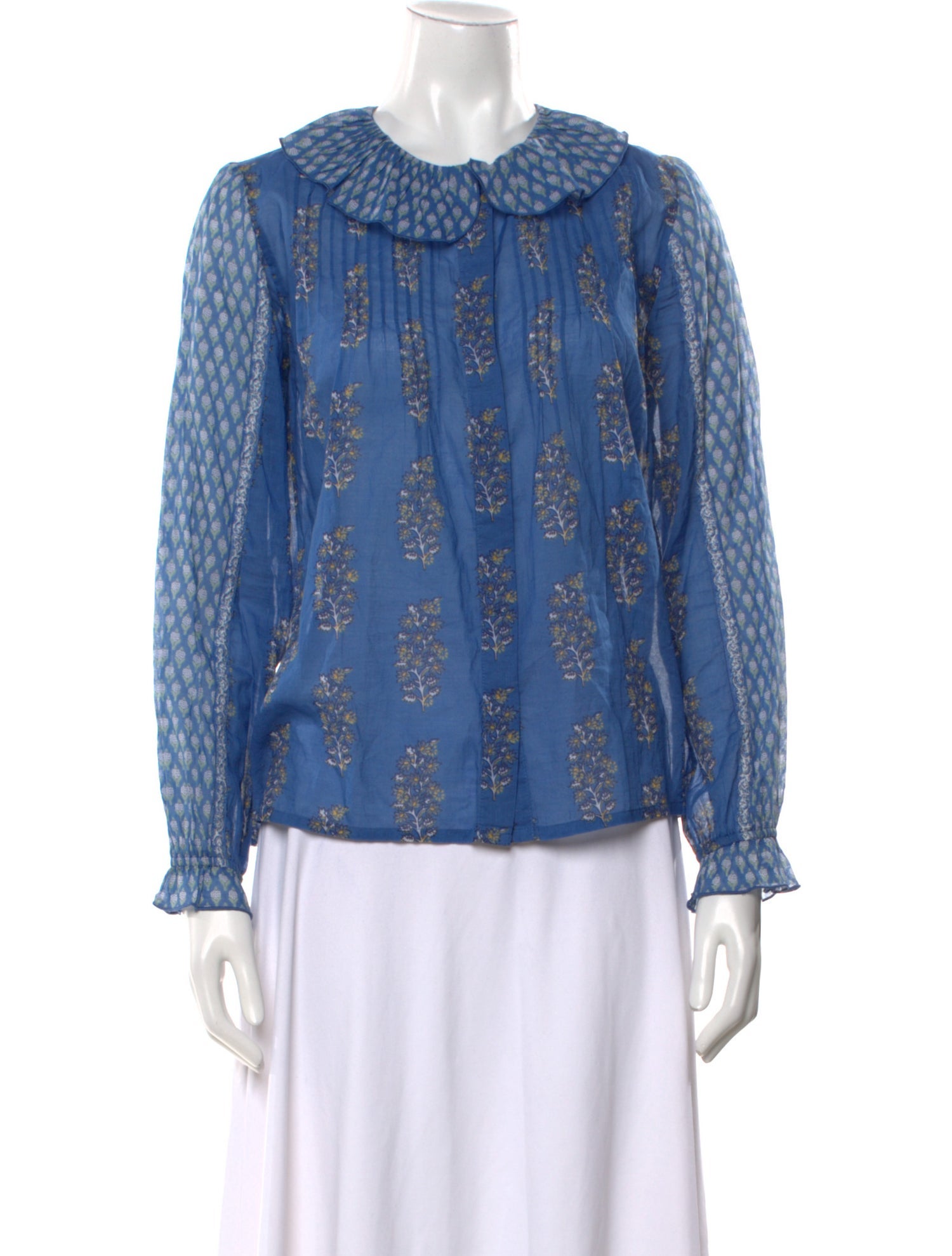 Brora Printed Mock Neck Blouse