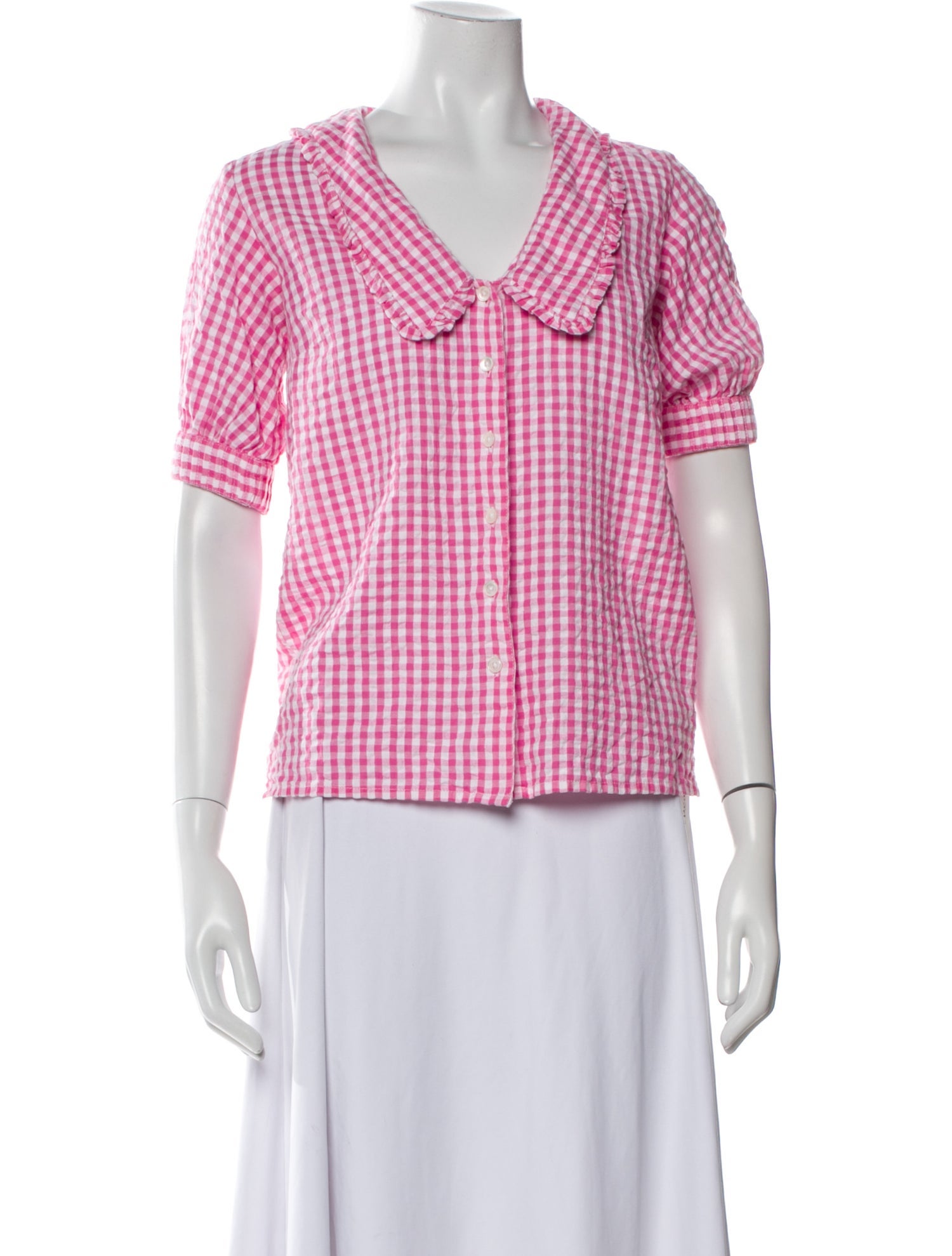 Brora Plaid Print V-Neck Blouse