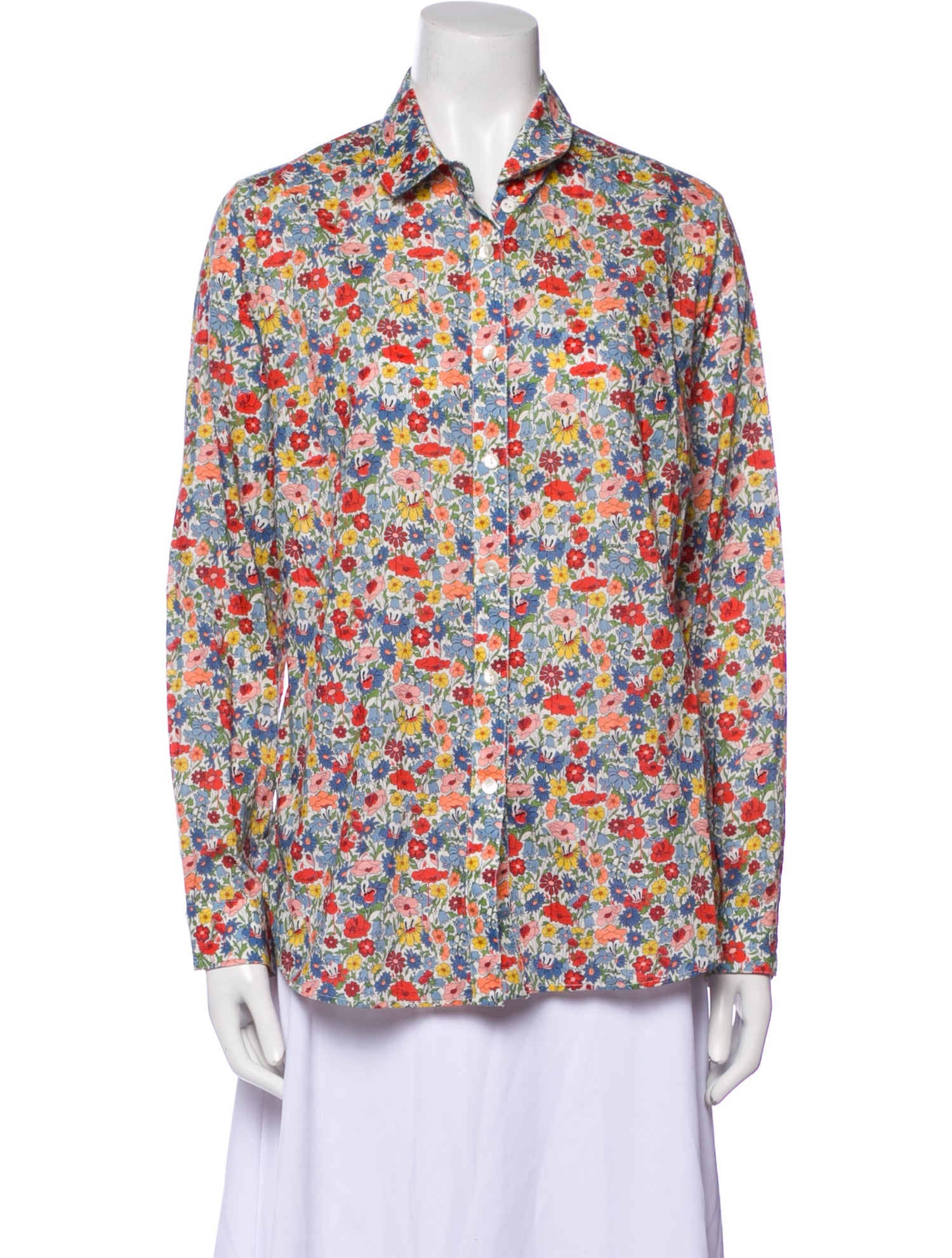 Brora Floral Print Long Sleeve Button-Up Top