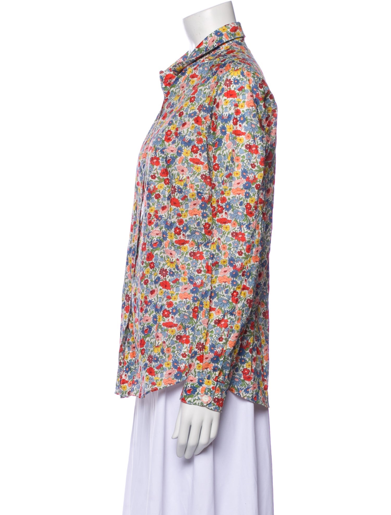 Brora Floral Print Long Sleeve Button-Up Top