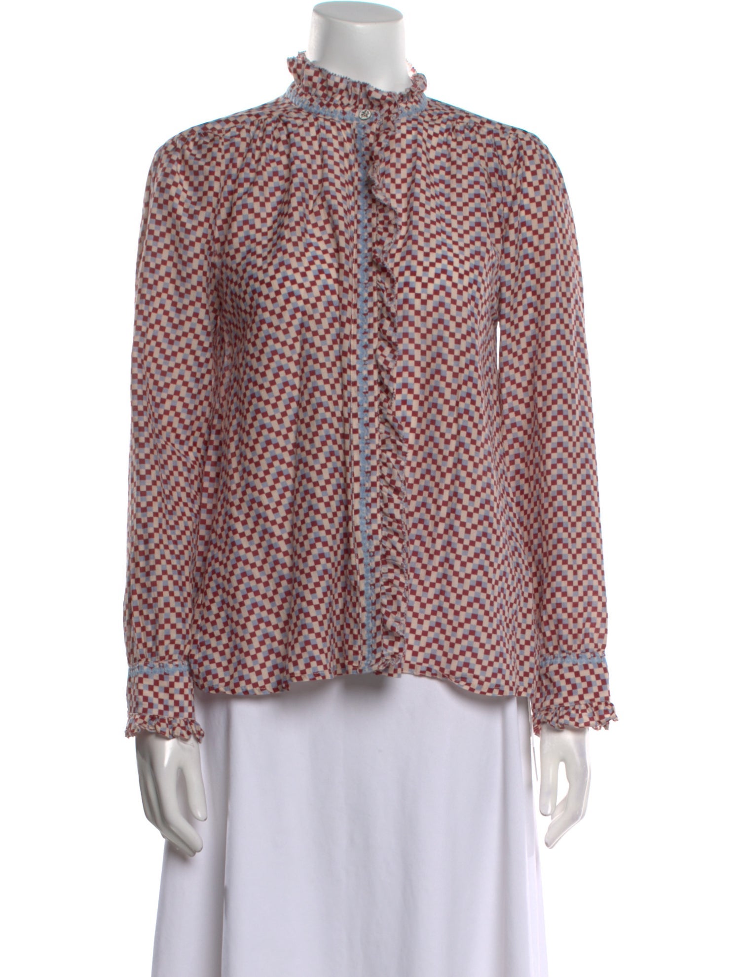 Brora Printed Mock Neck Blouse