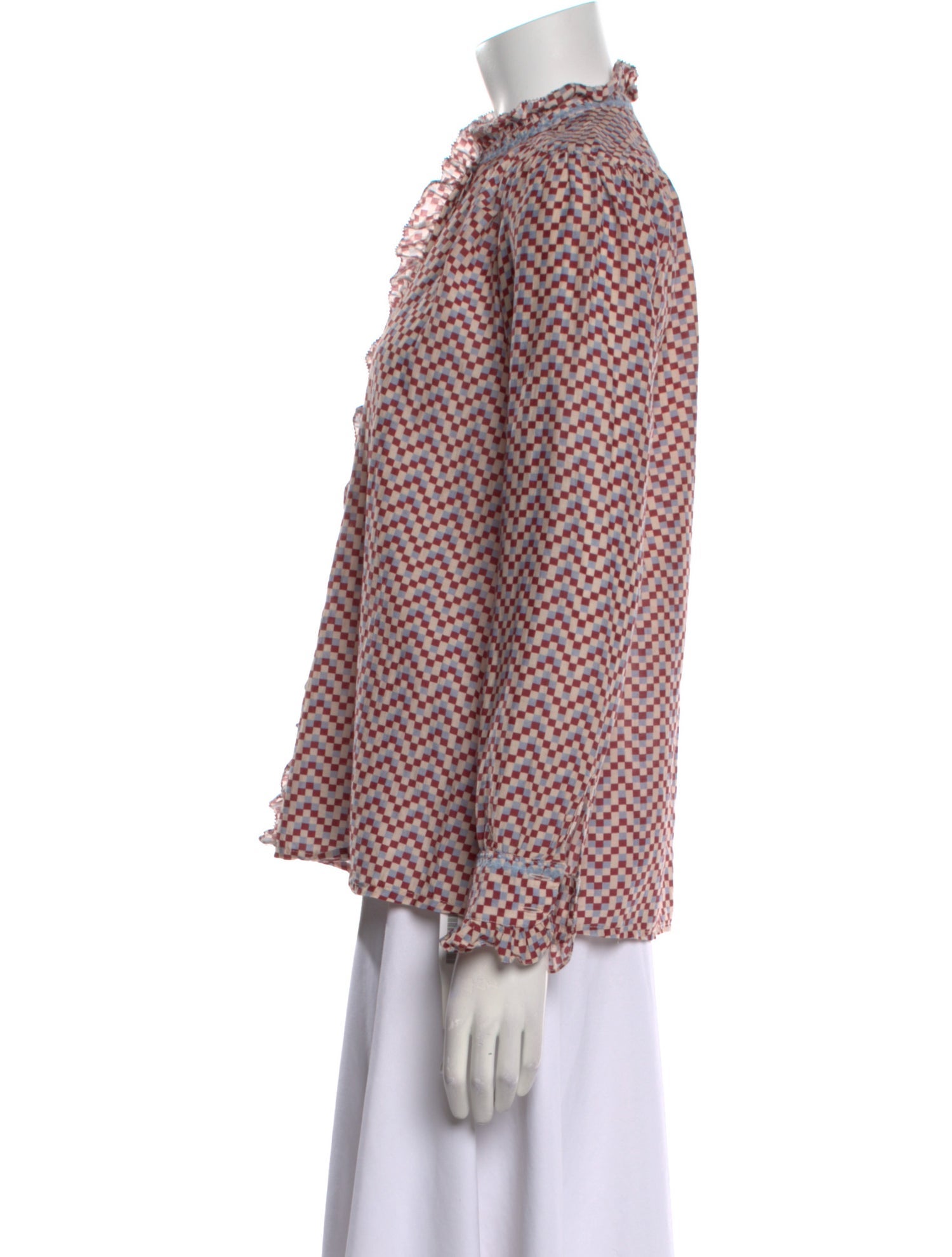 Brora Printed Mock Neck Blouse