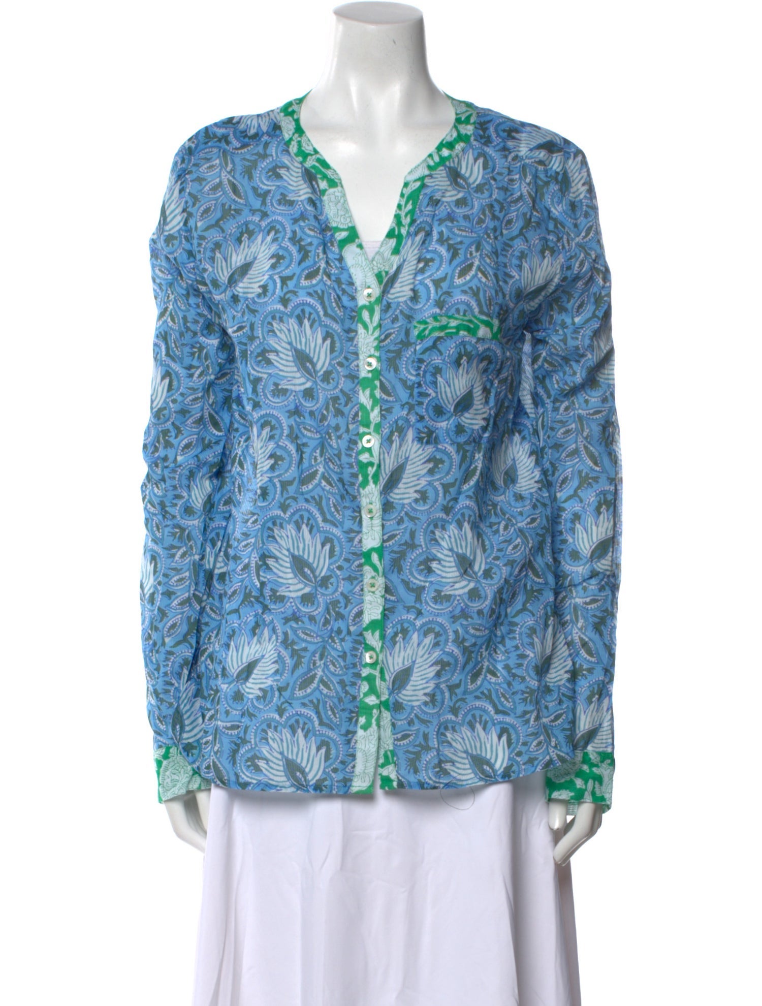 Brora Printed V-Neck Blouse