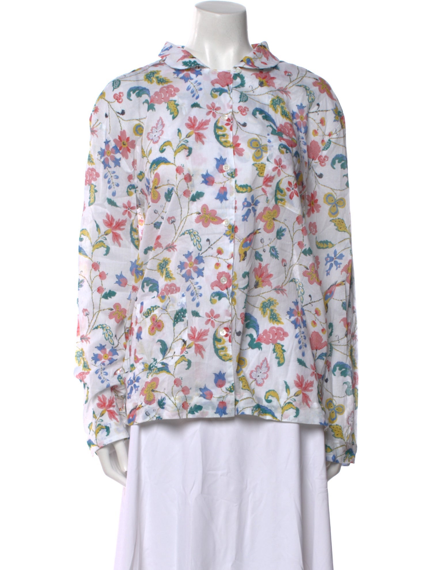 Brora Floral Print Mock Neck Blouse