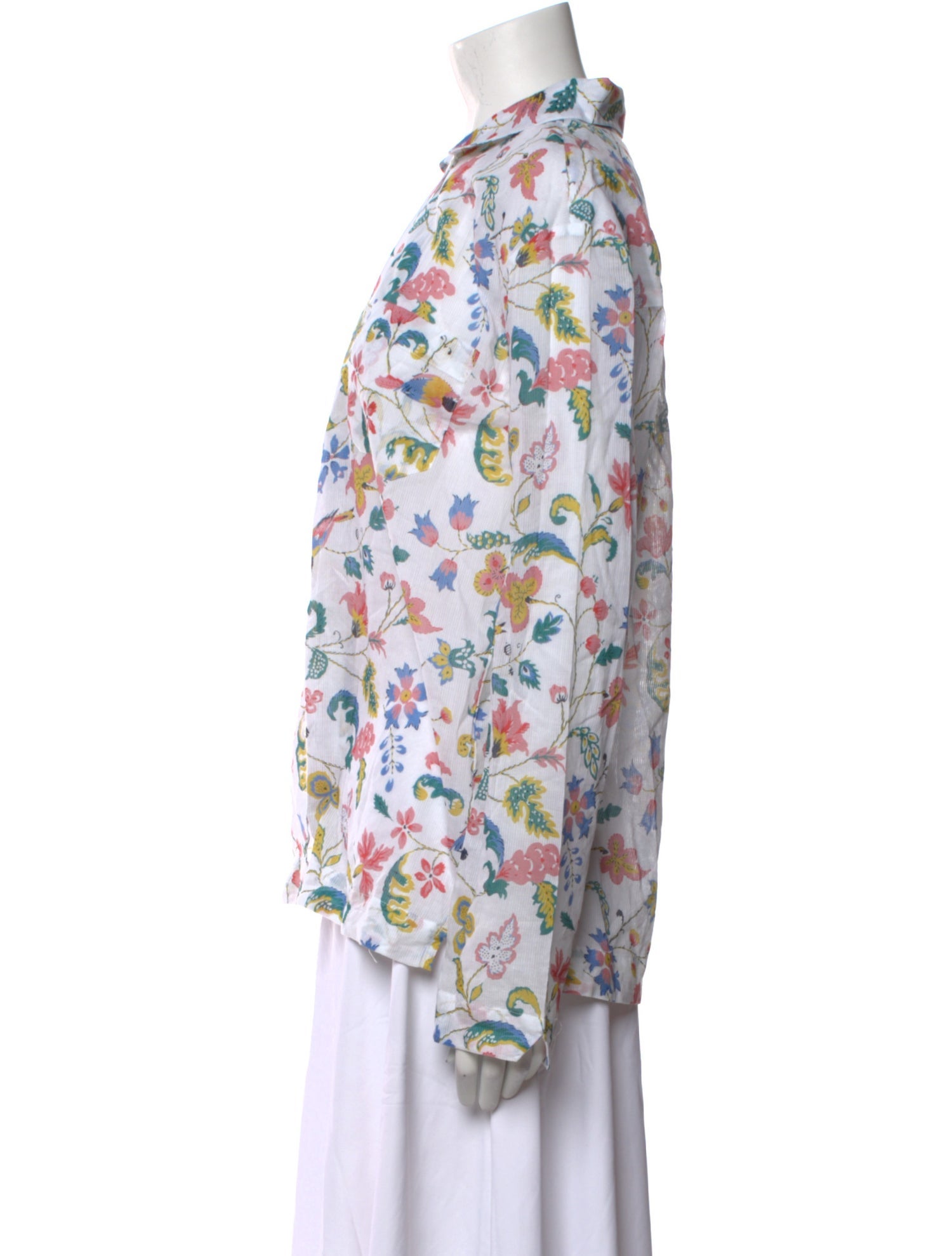 Brora Floral Print Mock Neck Blouse