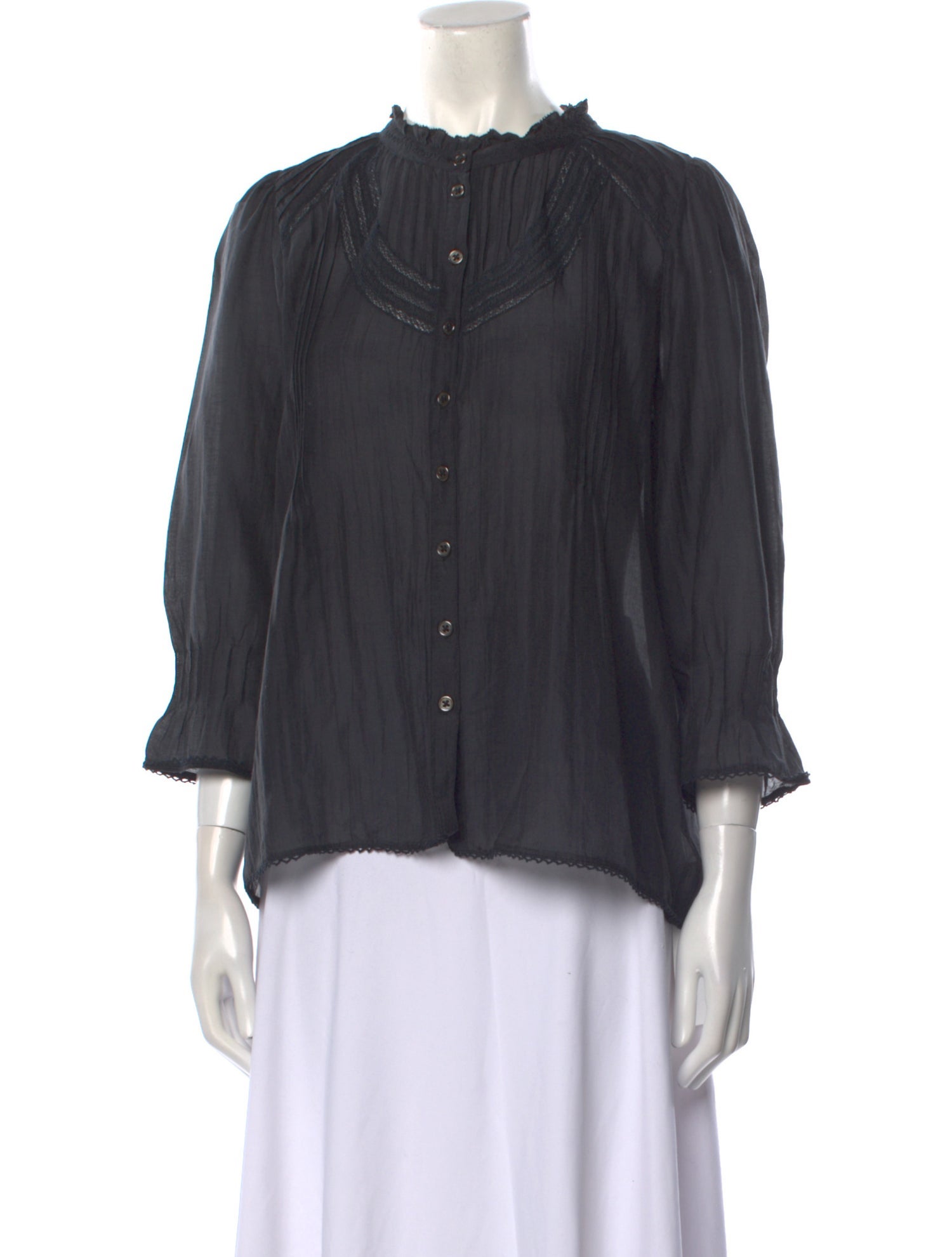 Brora Mock Neck Three-Quarter Sleeve Blouse