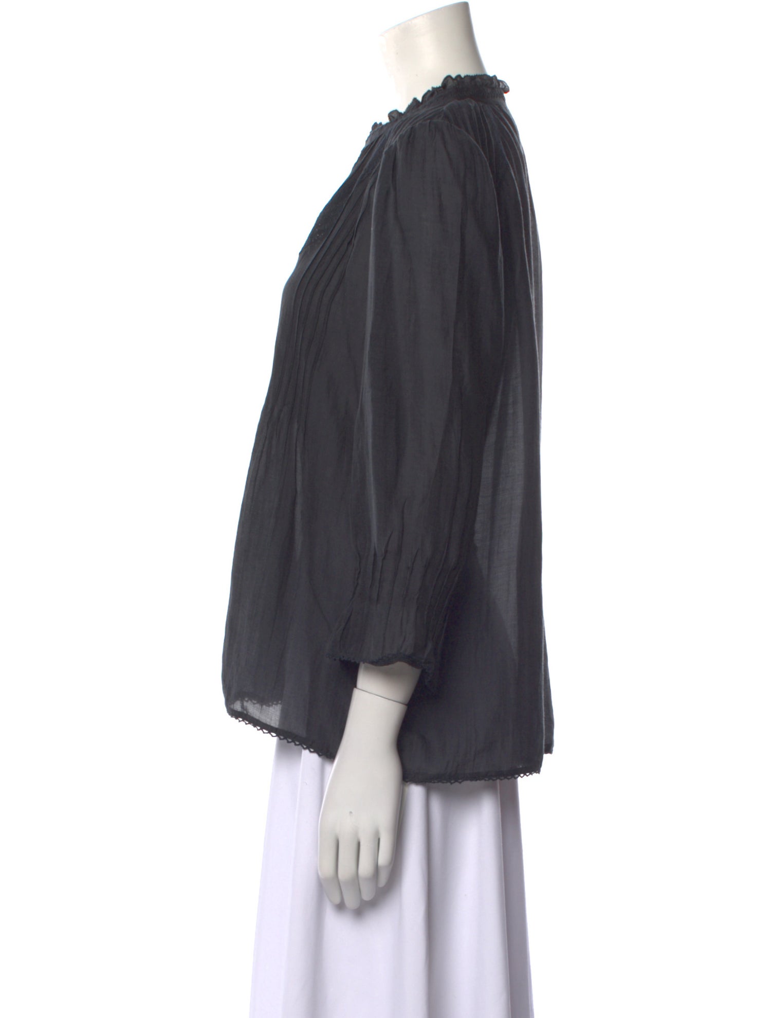 Brora Mock Neck Three-Quarter Sleeve Blouse