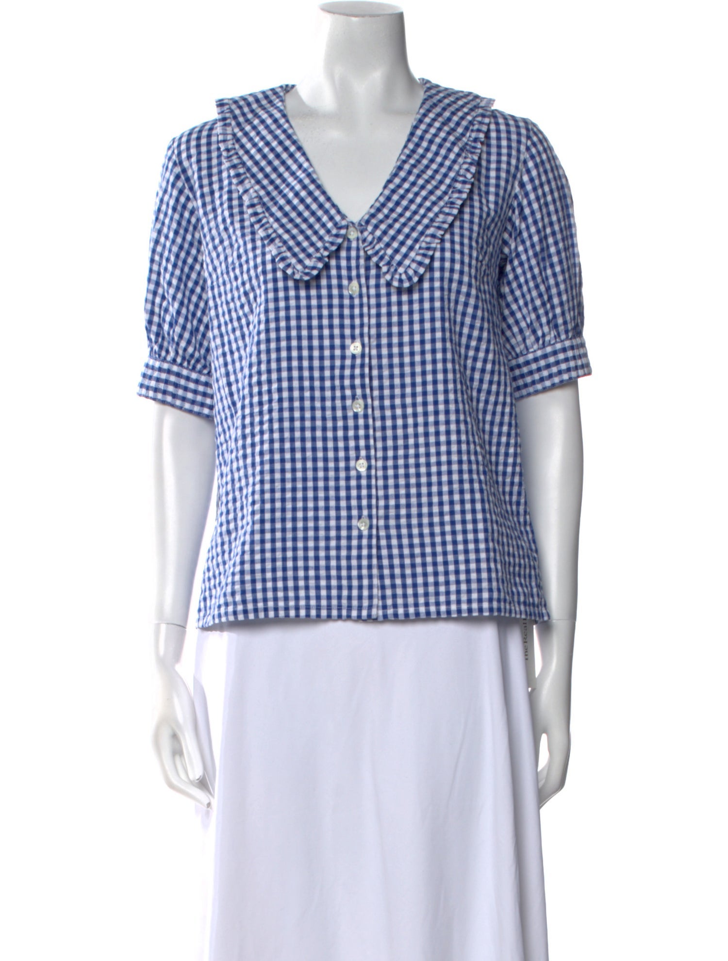 Brora Plaid Print V-Neck Blouse