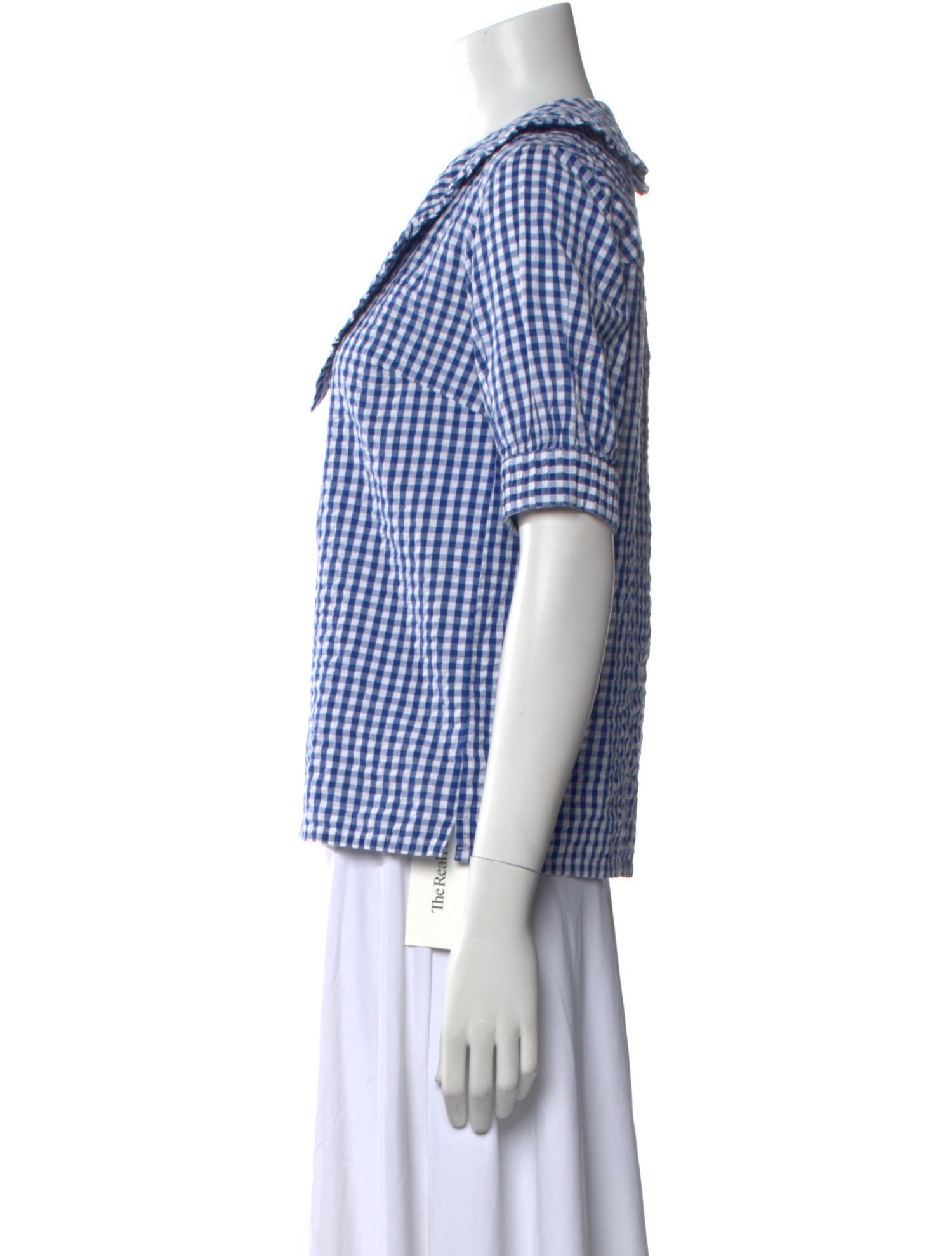 Brora Plaid Print V-Neck Blouse