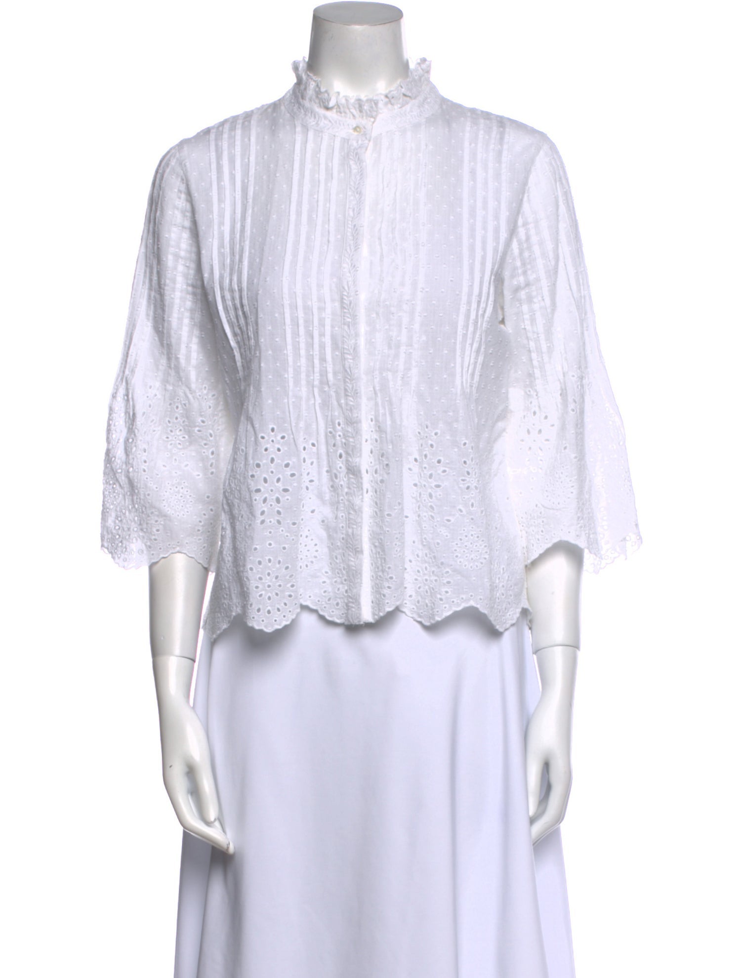 Brora Mock Neck Three-Quarter Sleeve Blouse