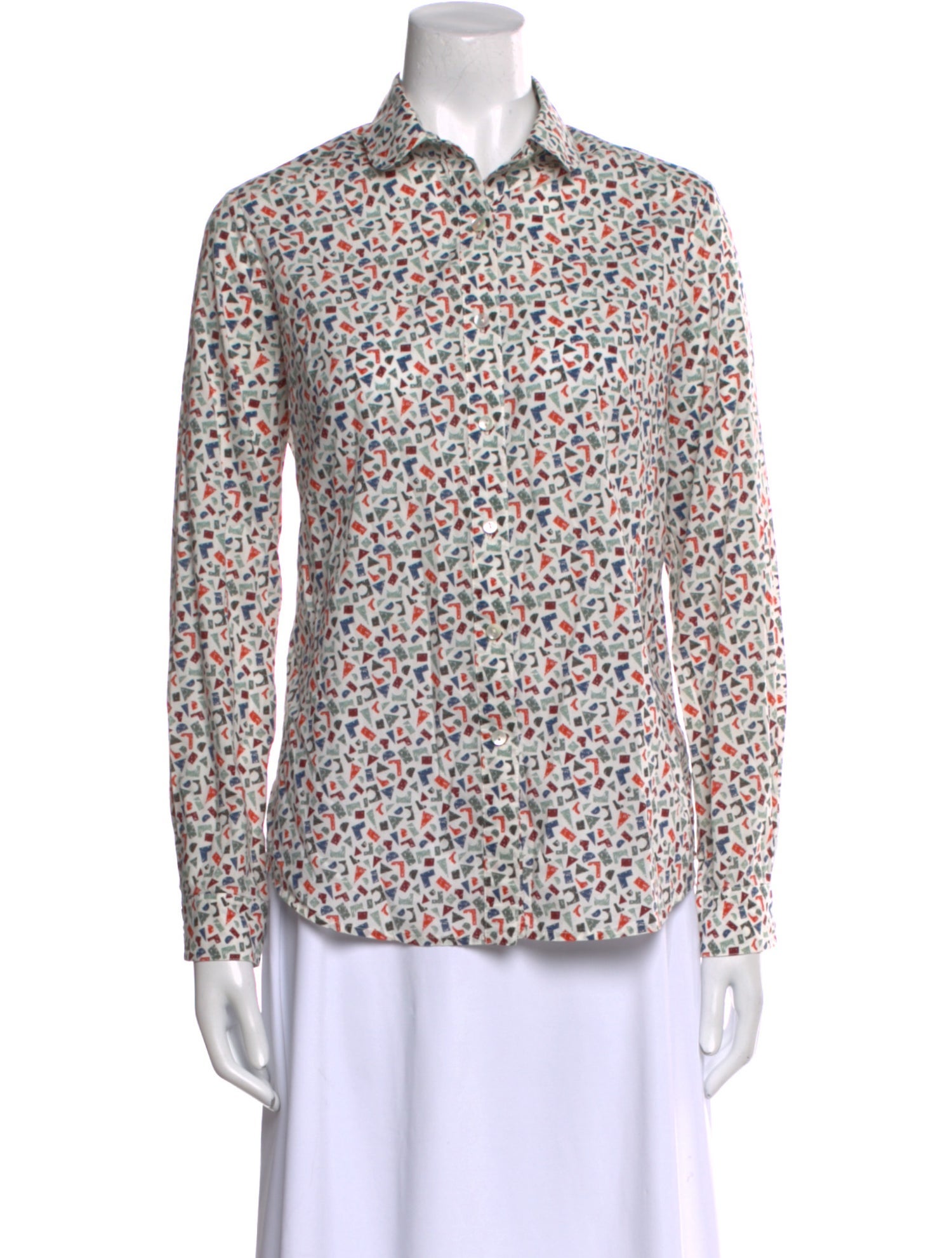 Brora Floral Print Long Sleeve Button-Up Top