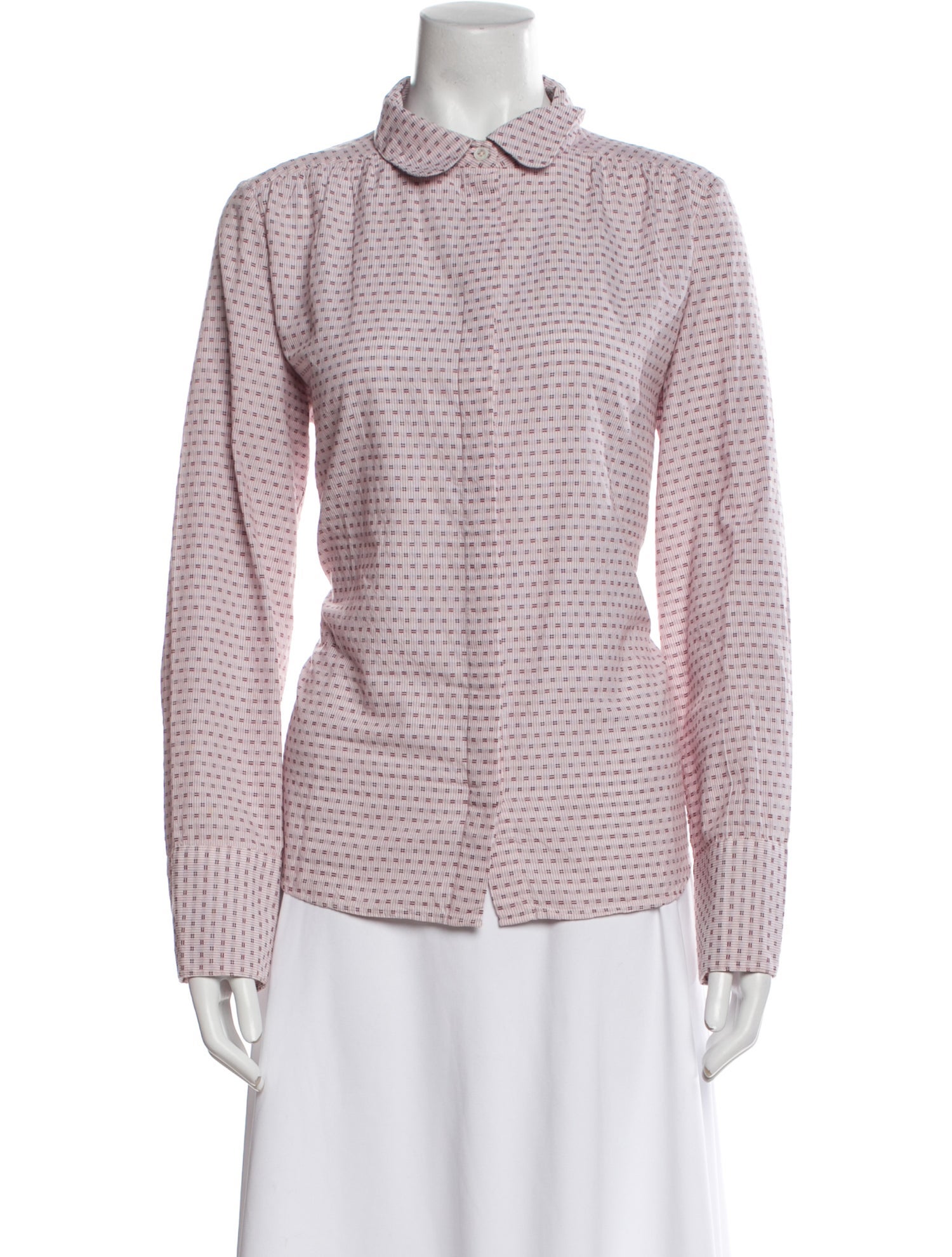 Brora Printed Long Sleeve Button-Up Top