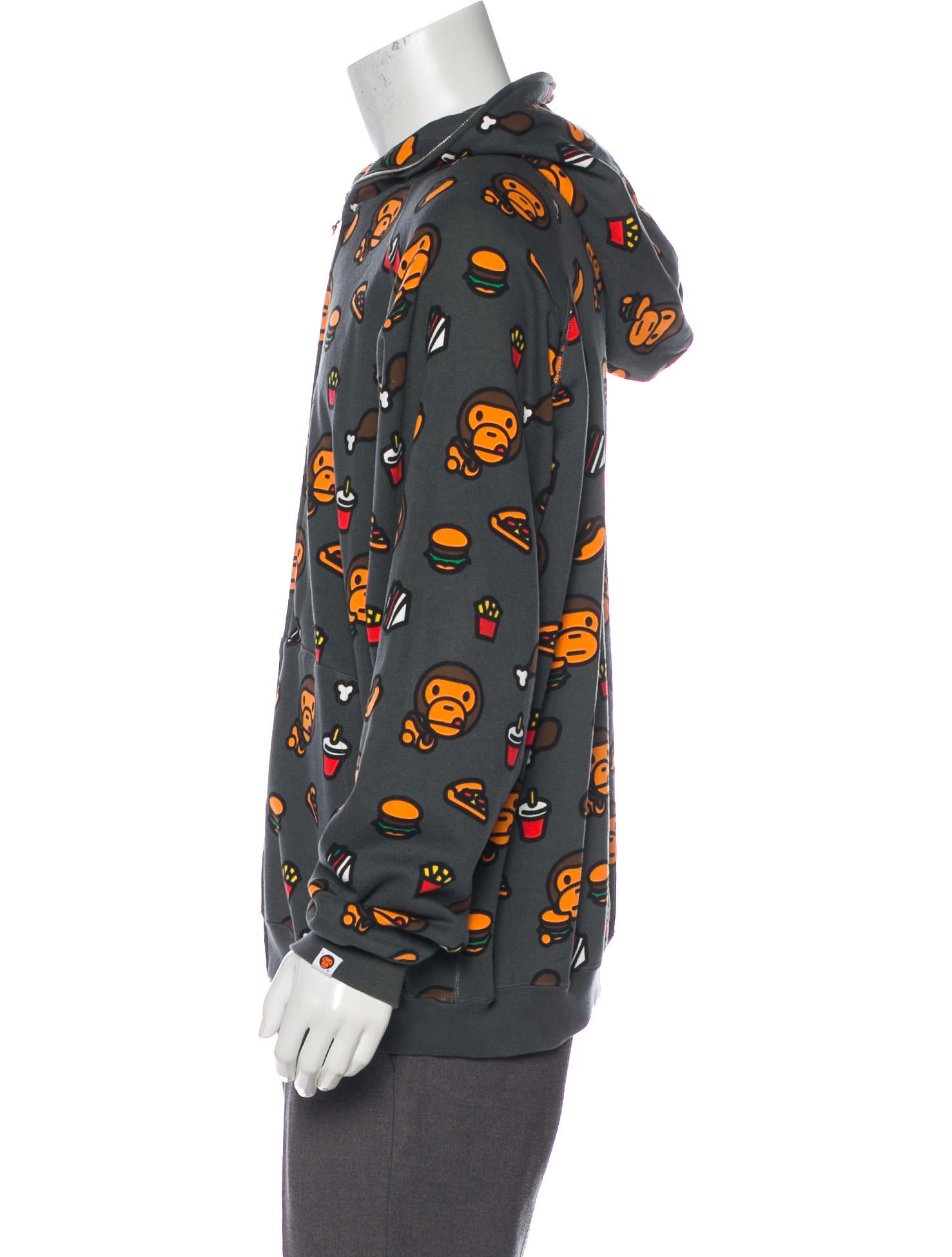 A Bathing Ape Baby Milo Burger Graphic Hoodie - Grey Sweatshirts