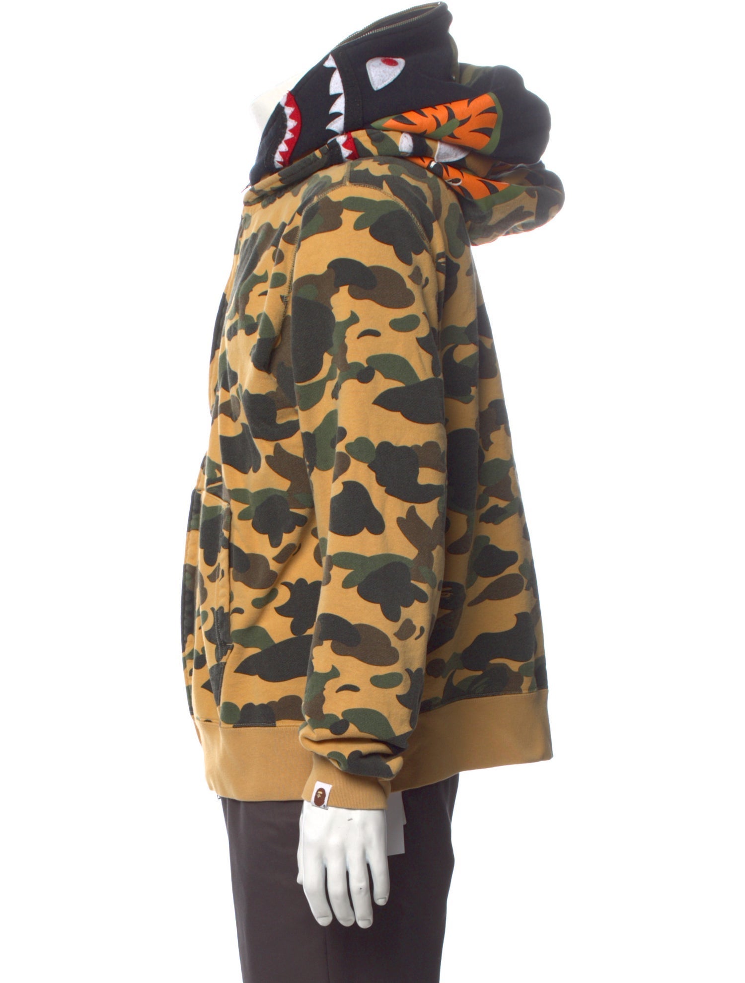 A Bathing Ape Camouflage Print VNeck Hoodie Green Sweatshirts