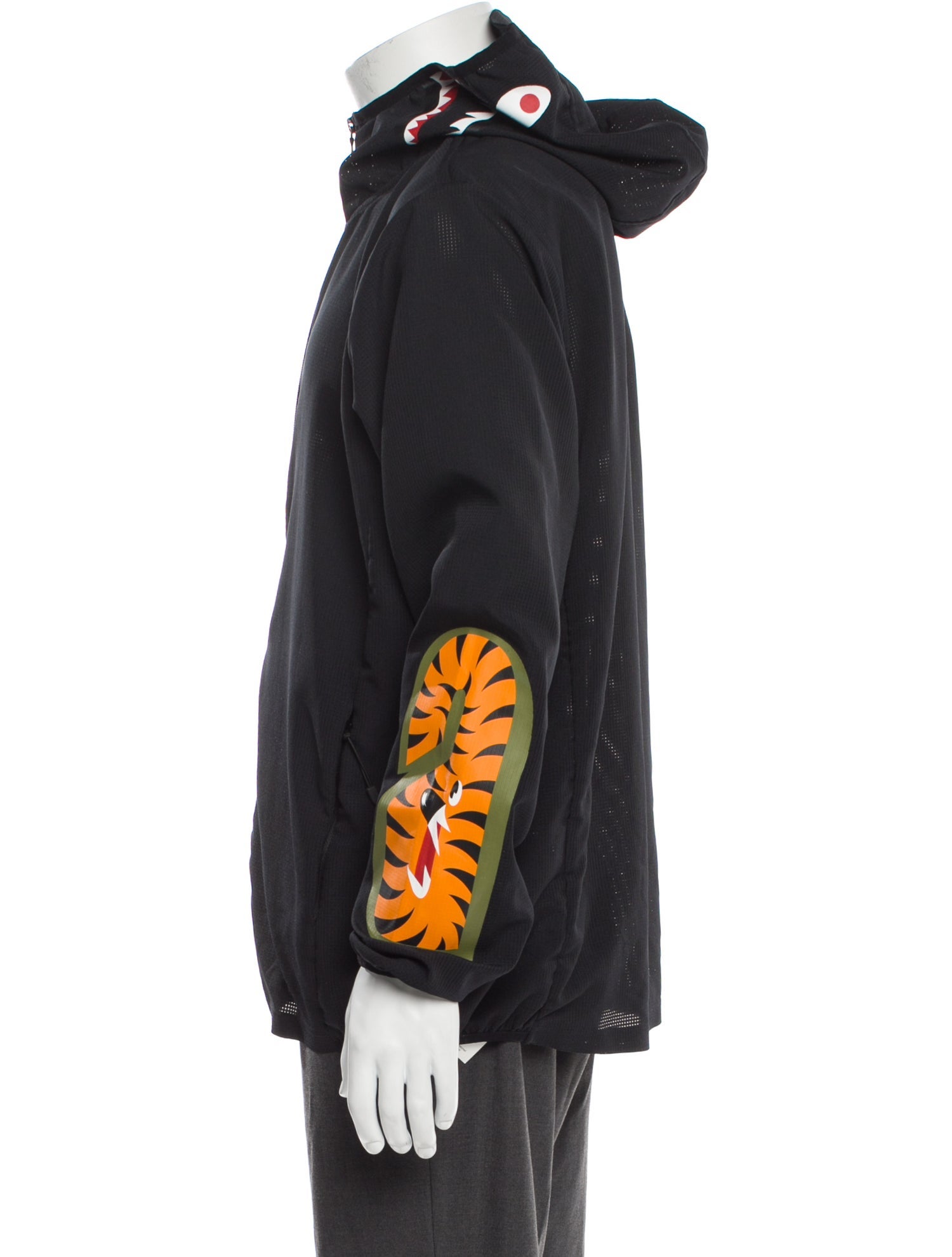 A Bathing Ape Mesh Shark Windbreaker - Black Outerwear, Clothing