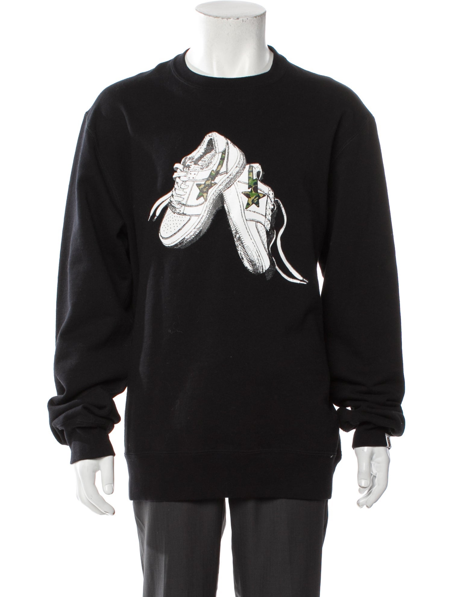 A Bathing Ape Camo Bapesta Graphic Print Sweatshirt