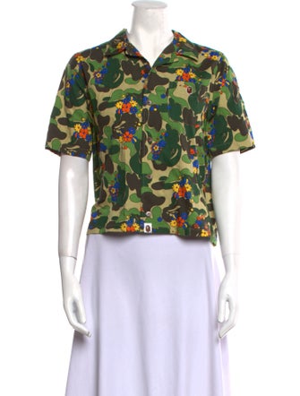 A Bathing Ape Floral Print Short Sleeve Button-Up Top
