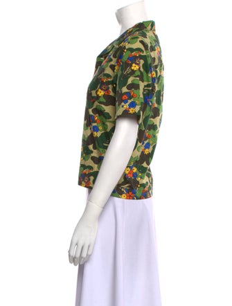 A Bathing Ape Floral Print Short Sleeve Button-Up Top