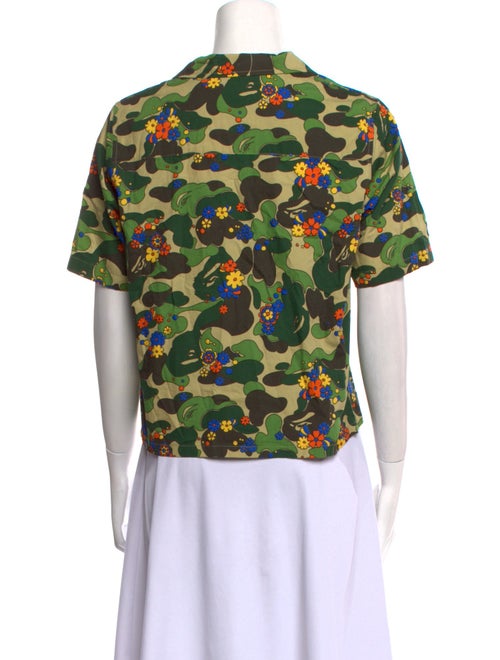 A Bathing Ape Floral Print Short Sleeve Button-Up Top