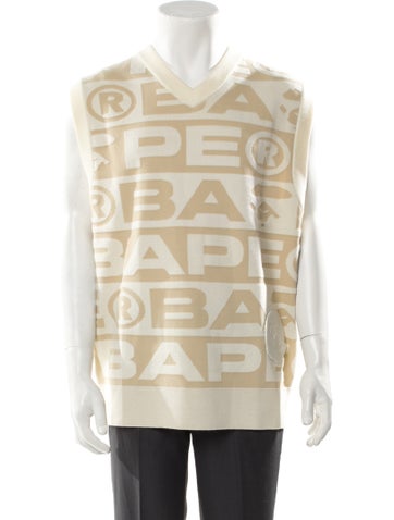 A Bathing Ape Sweaters Printed V-Neck Sweater Vest XL