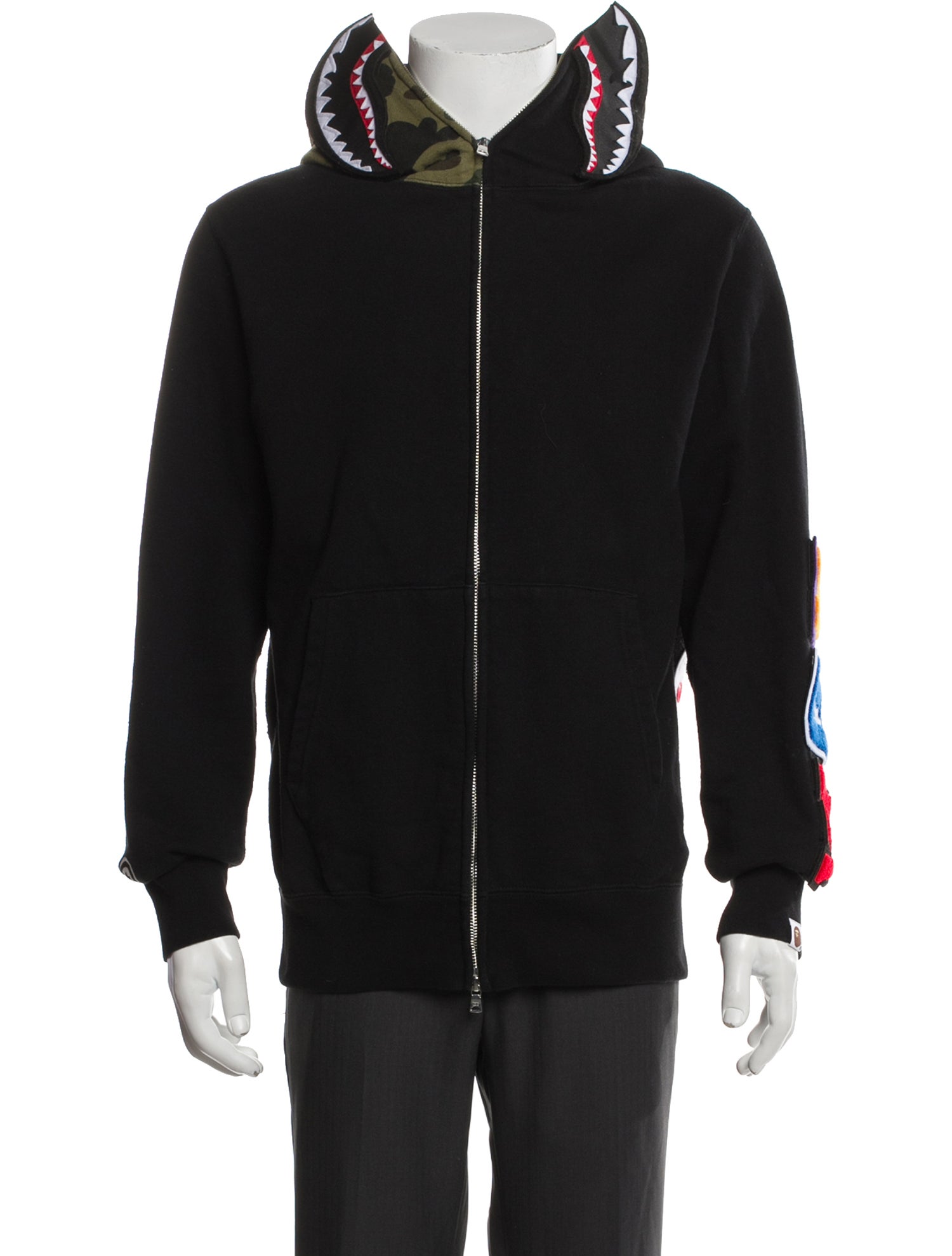 A Bathing Ape Velcro Shark Camo Graphic Print Hoodie