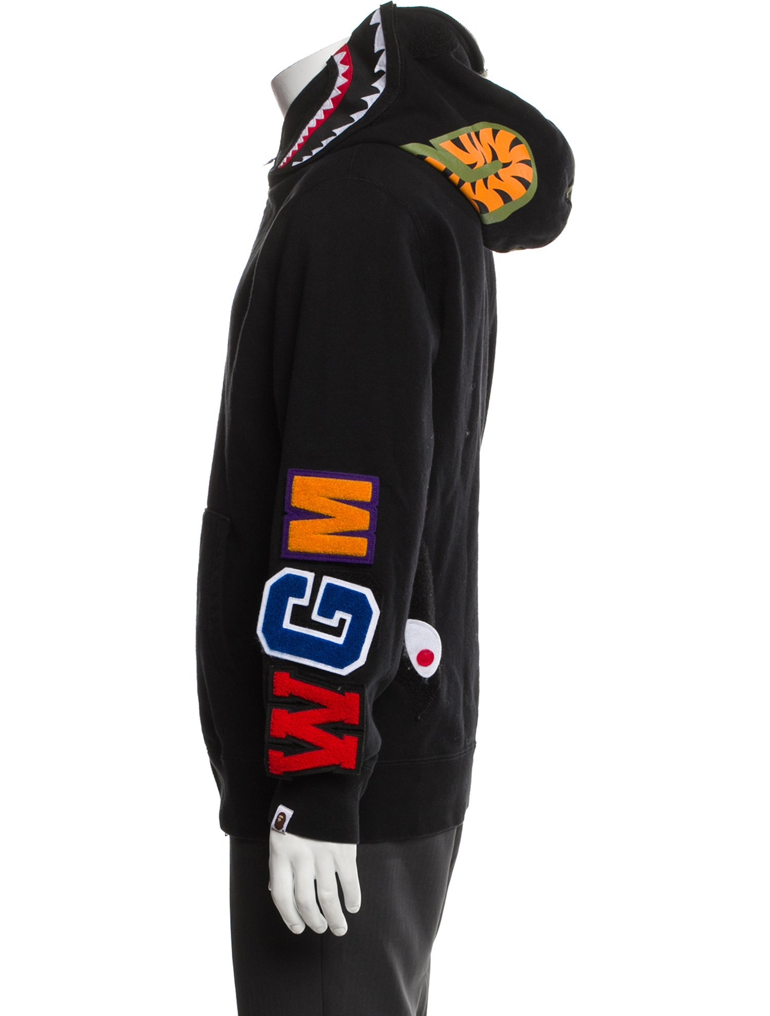 A Bathing Ape Velcro Shark Camo Graphic Print Hoodie