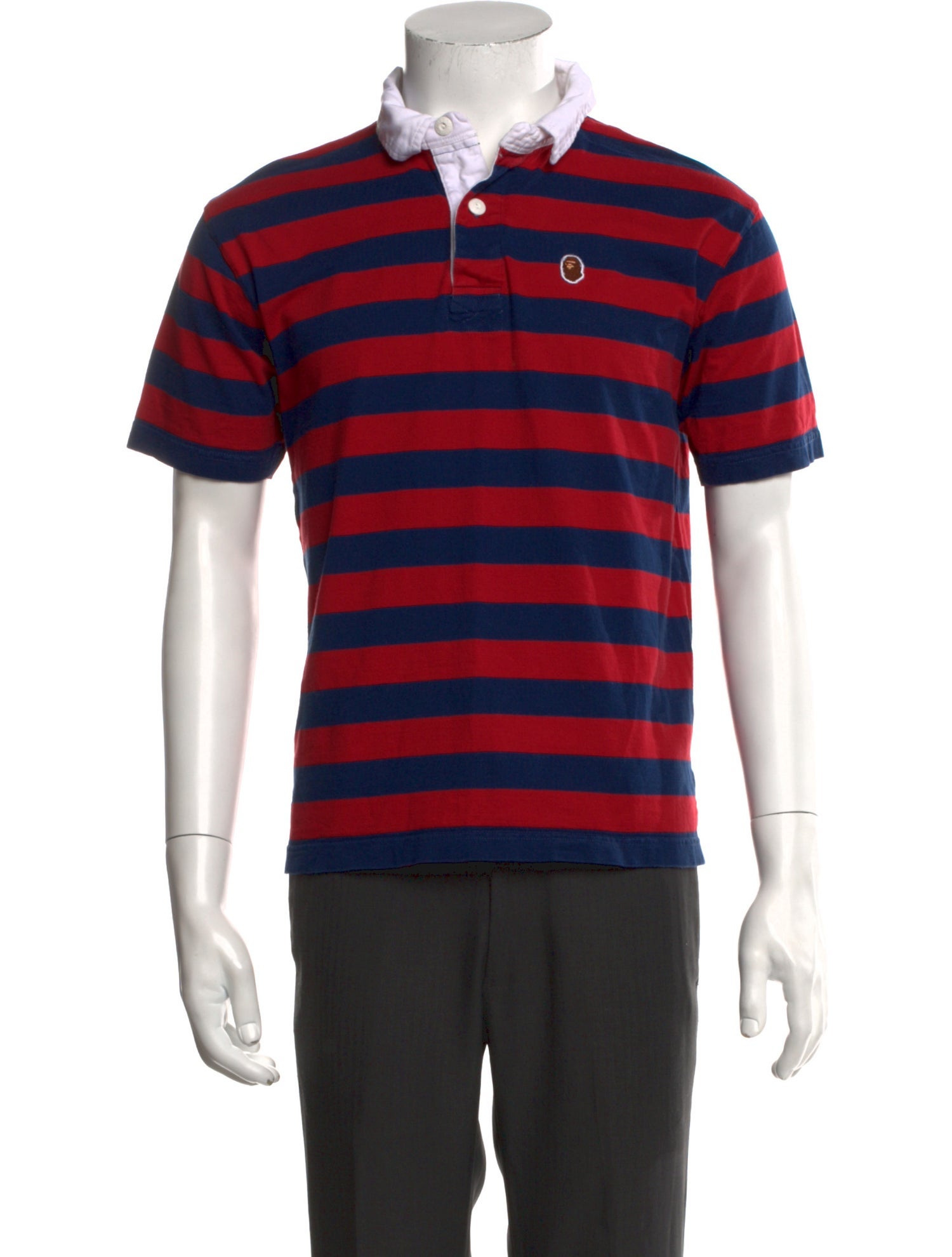 A Bathing Ape Striped Crew Neck Polo Shirt