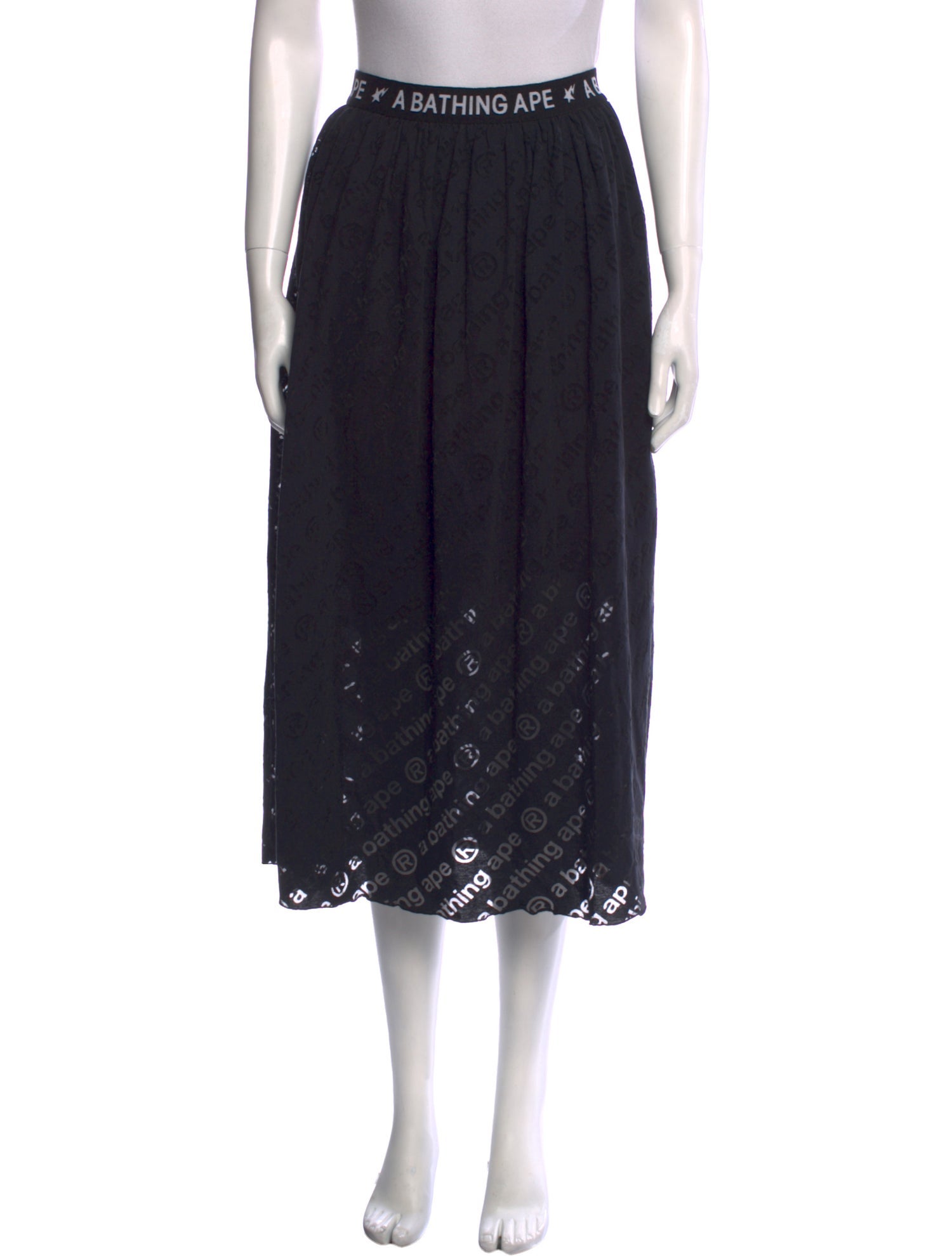 A Bathing Ape Logo Pleated Midi Length Skirt