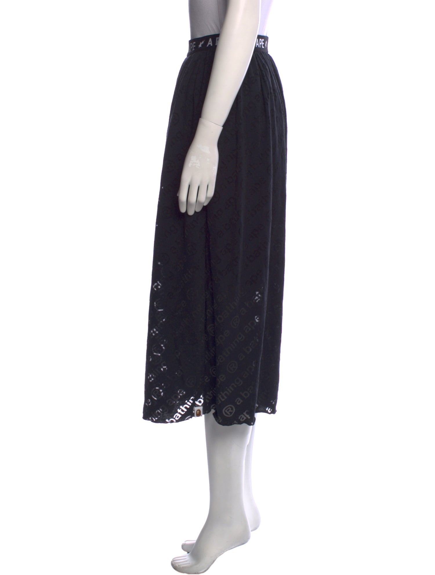 A Bathing Ape Logo Pleated Midi Length Skirt