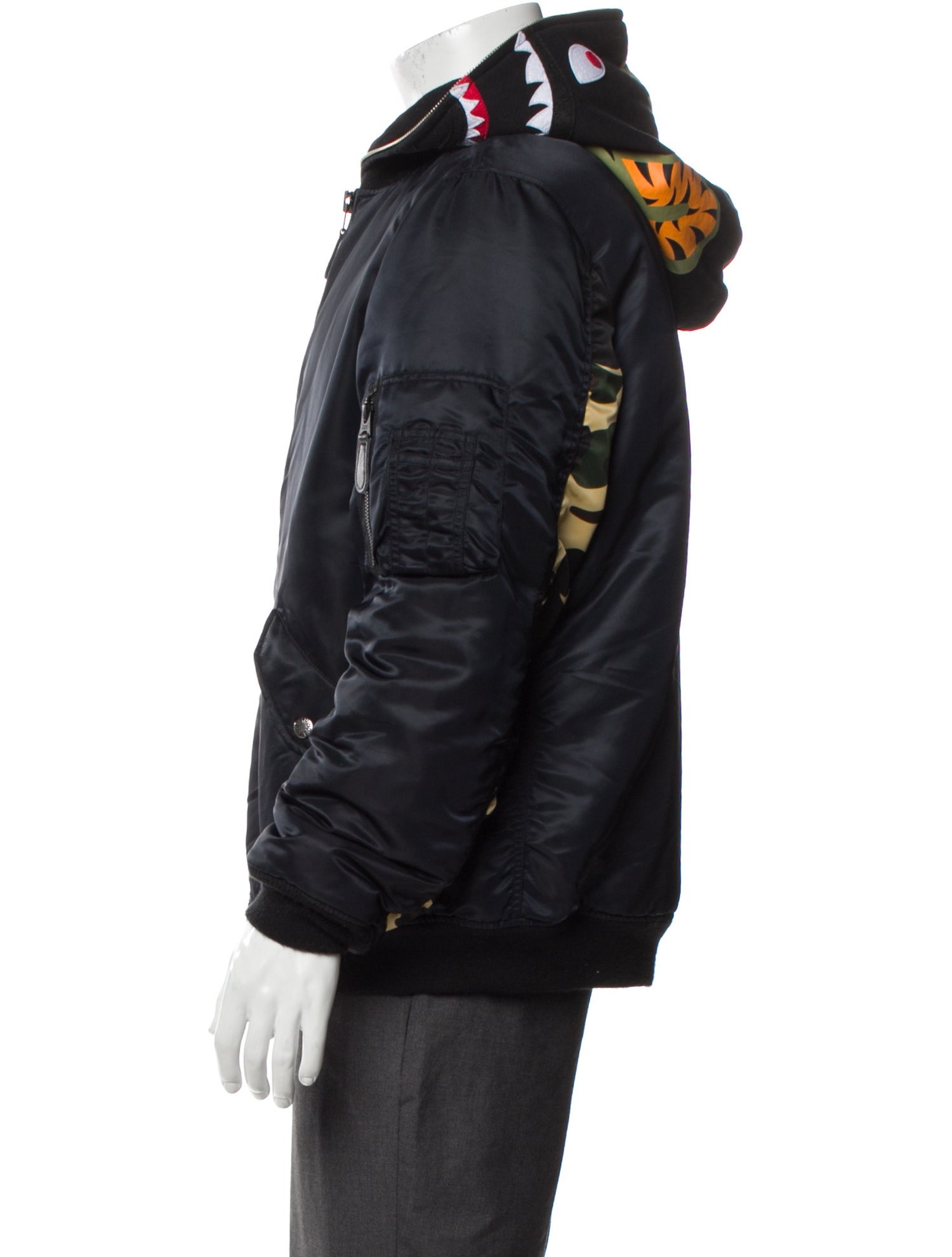 A Bathing Ape Camo Trim Shark Puffer Coat