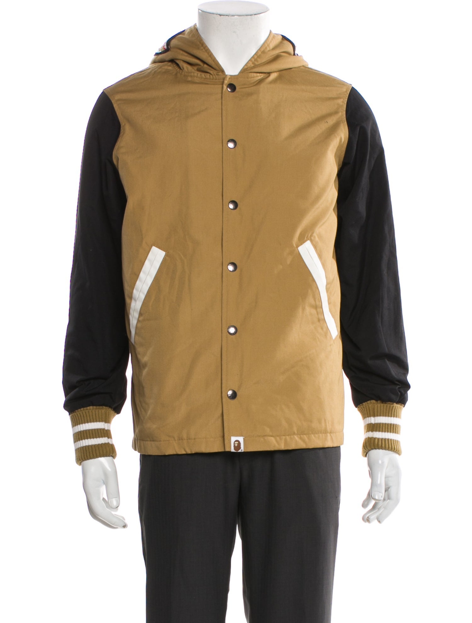 A Bathing Ape Colorblock Pattern Varsity Jacket