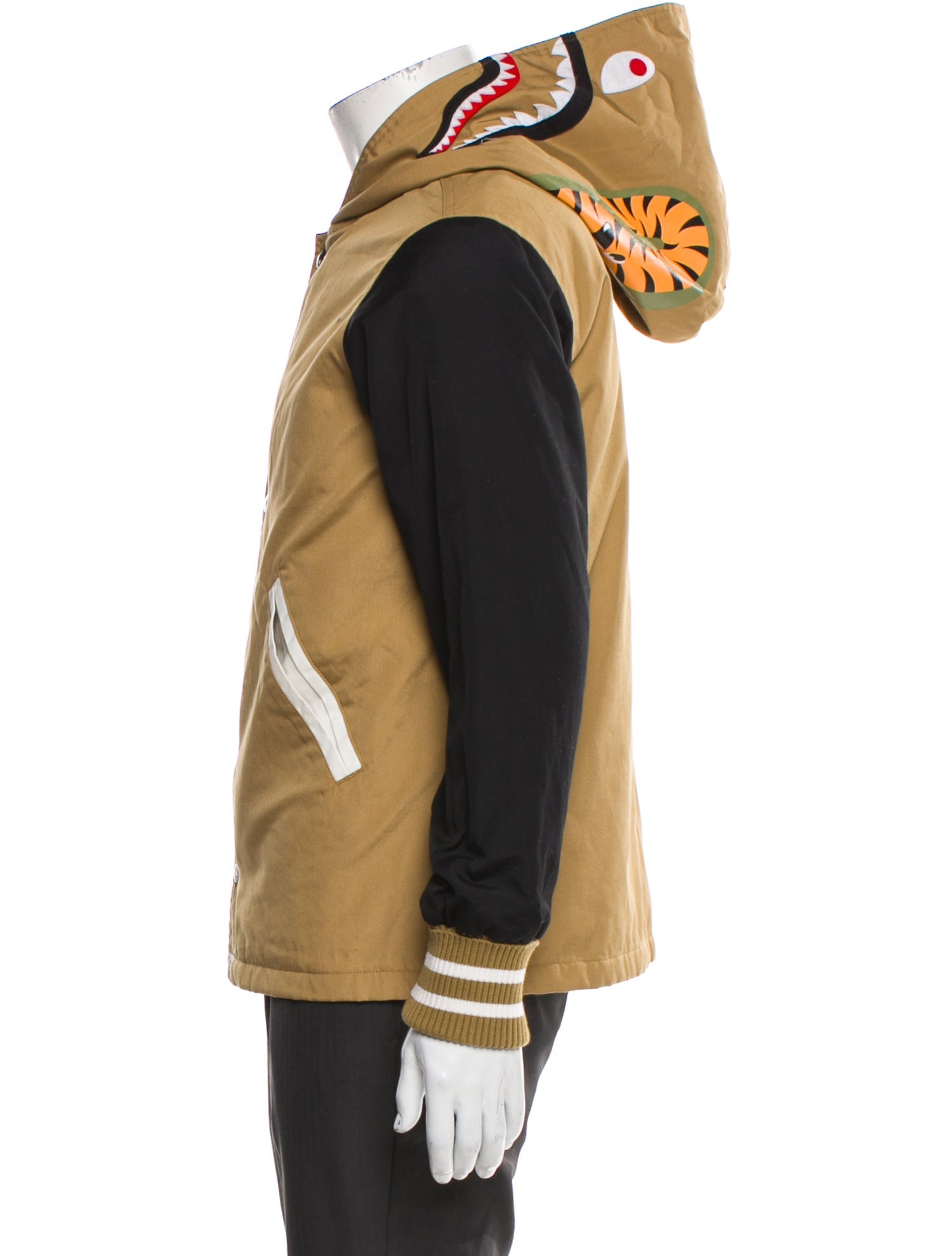 A Bathing Ape Colorblock Pattern Varsity Jacket