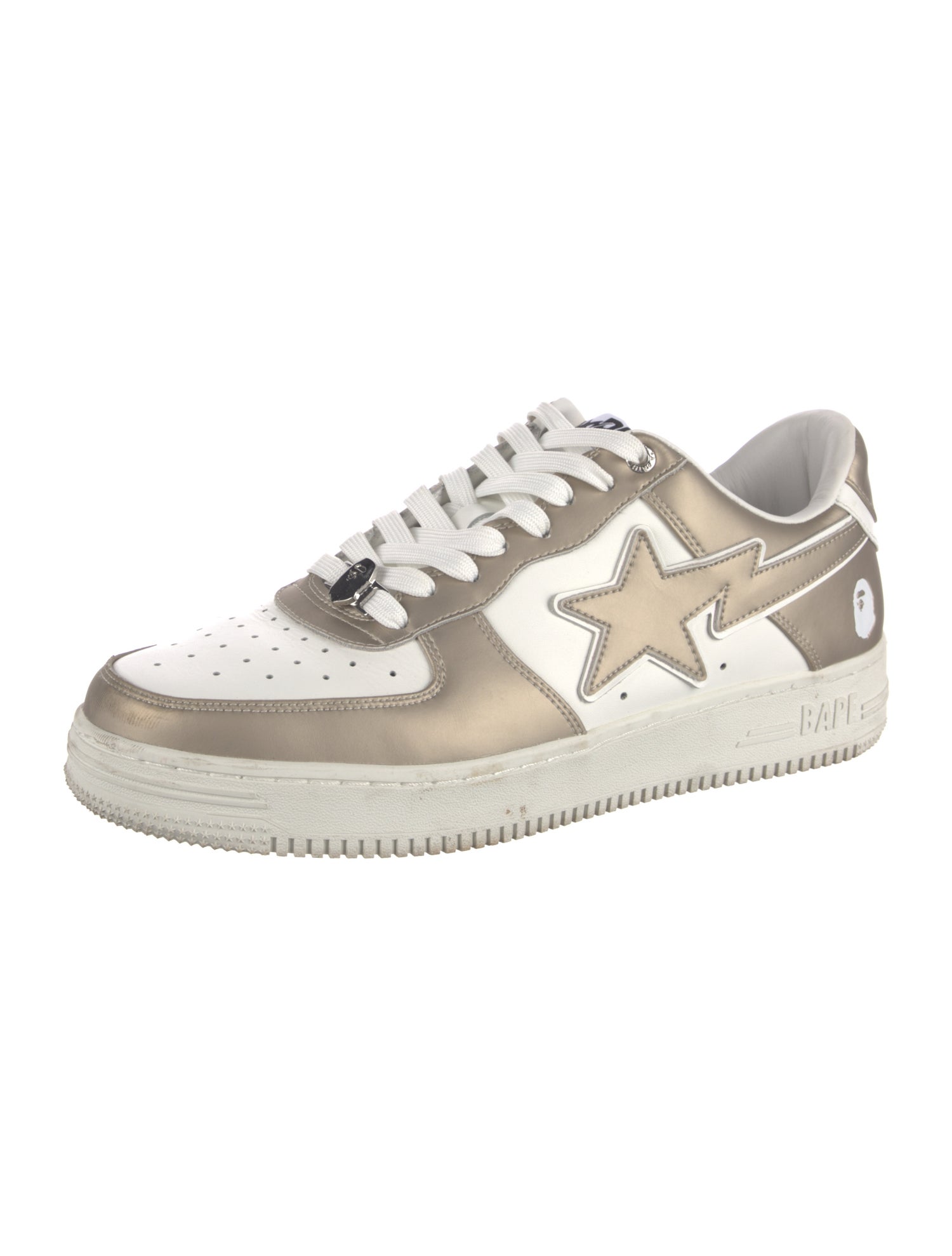 A Bathing Ape Leather Colorblock Pattern Sneakers