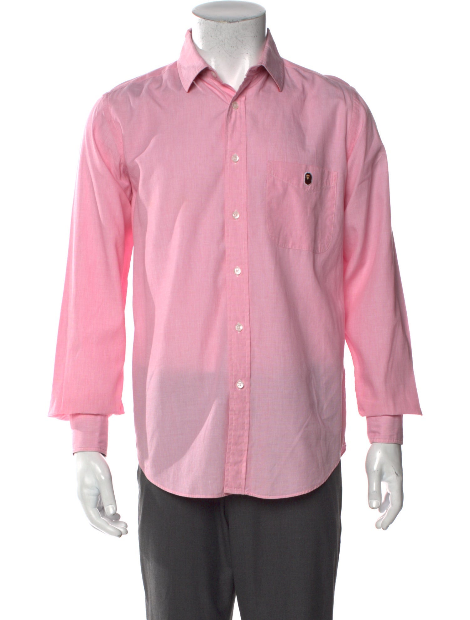 A Bathing Ape Head Logo Long Sleeve Dress Shirt