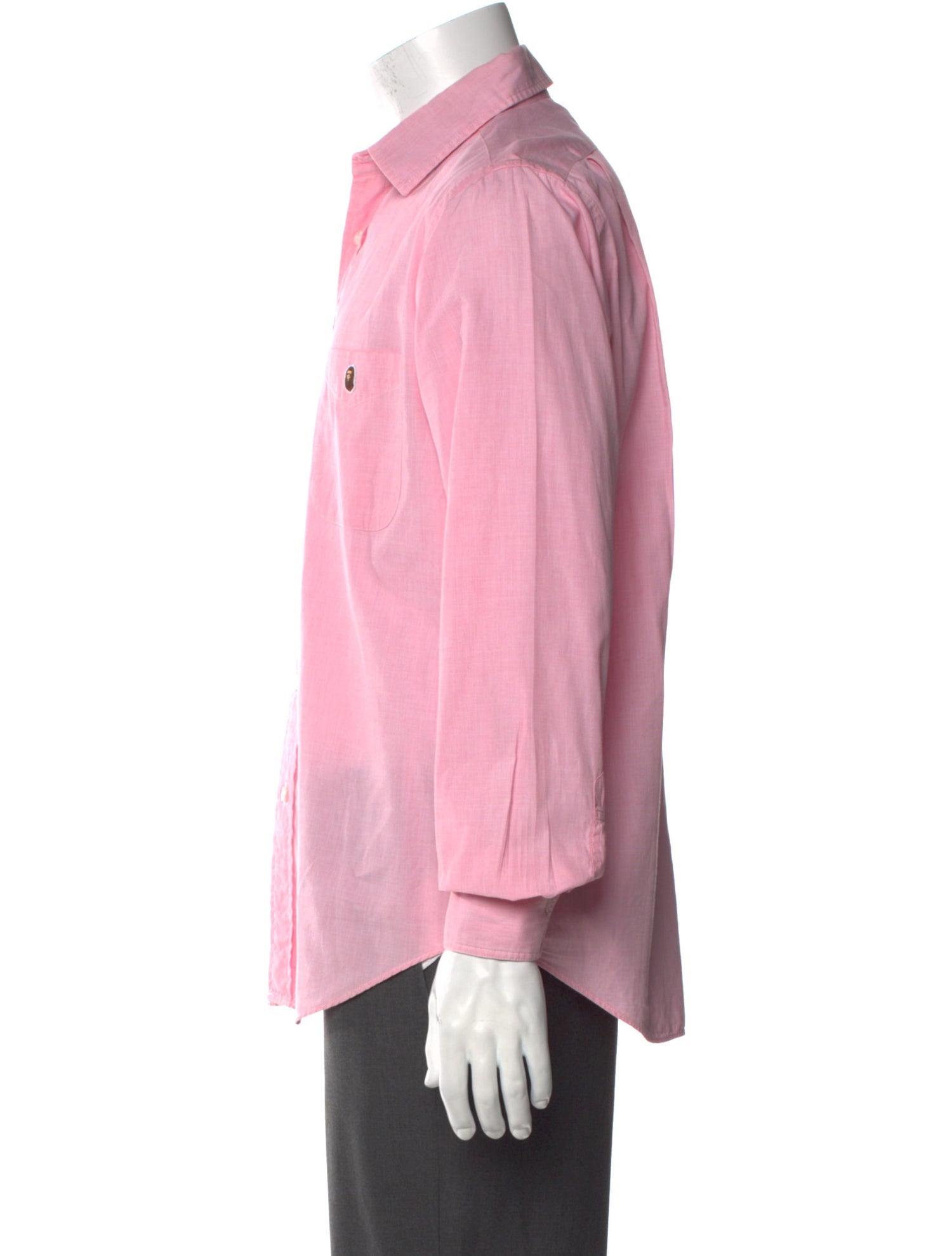 A Bathing Ape Head Logo Long Sleeve Dress Shirt