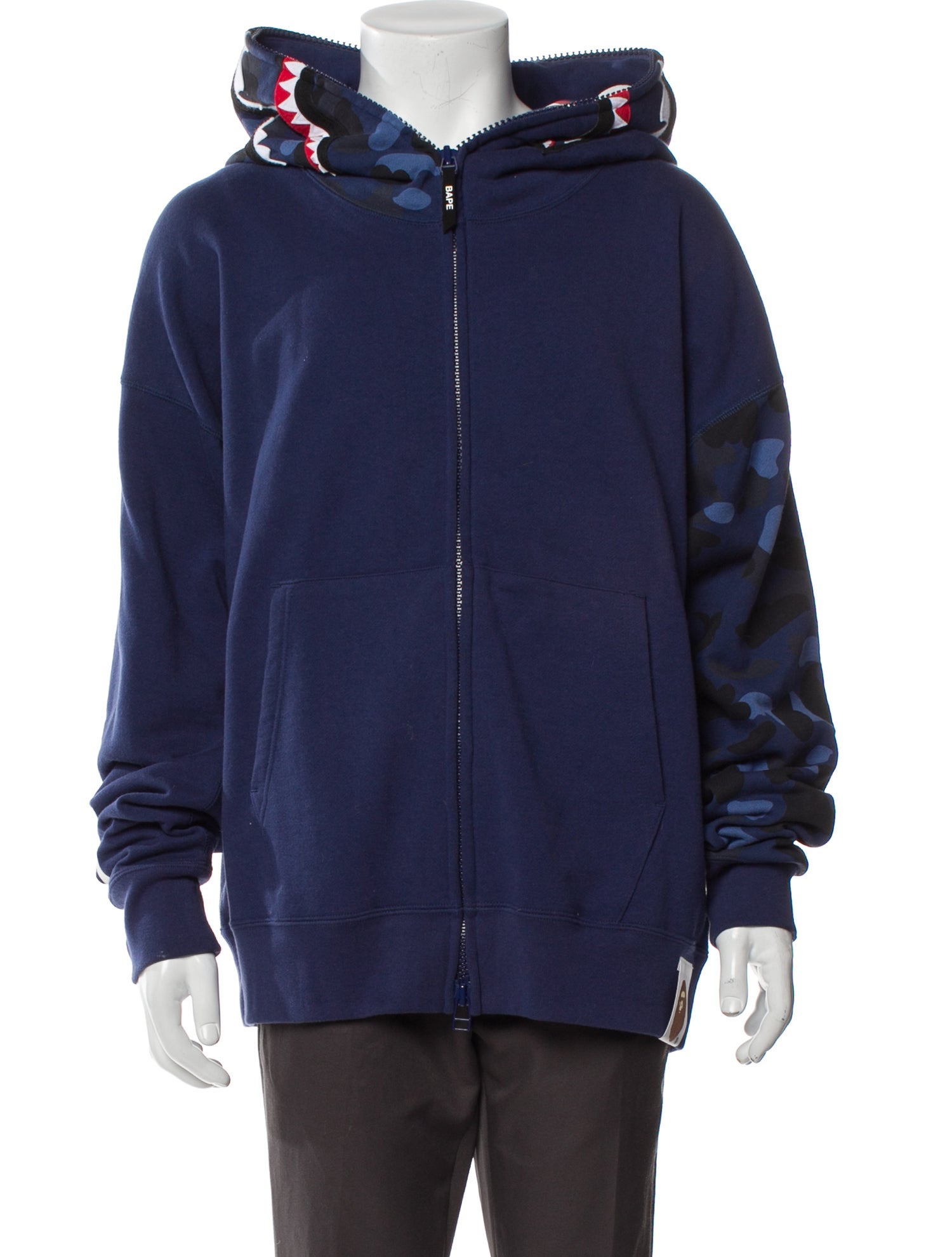 A Bathing Ape Camo Giant Shark Loose Fit Full Zip Graphic Print Hoodie