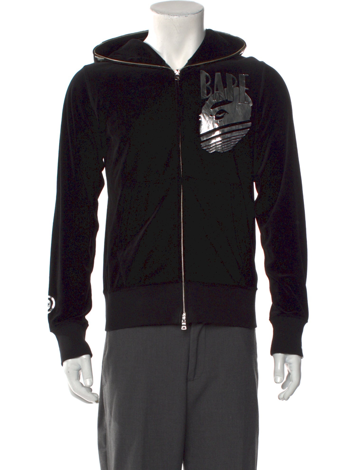 A Bathing Ape Velour Shark Graphic Print Hoodie