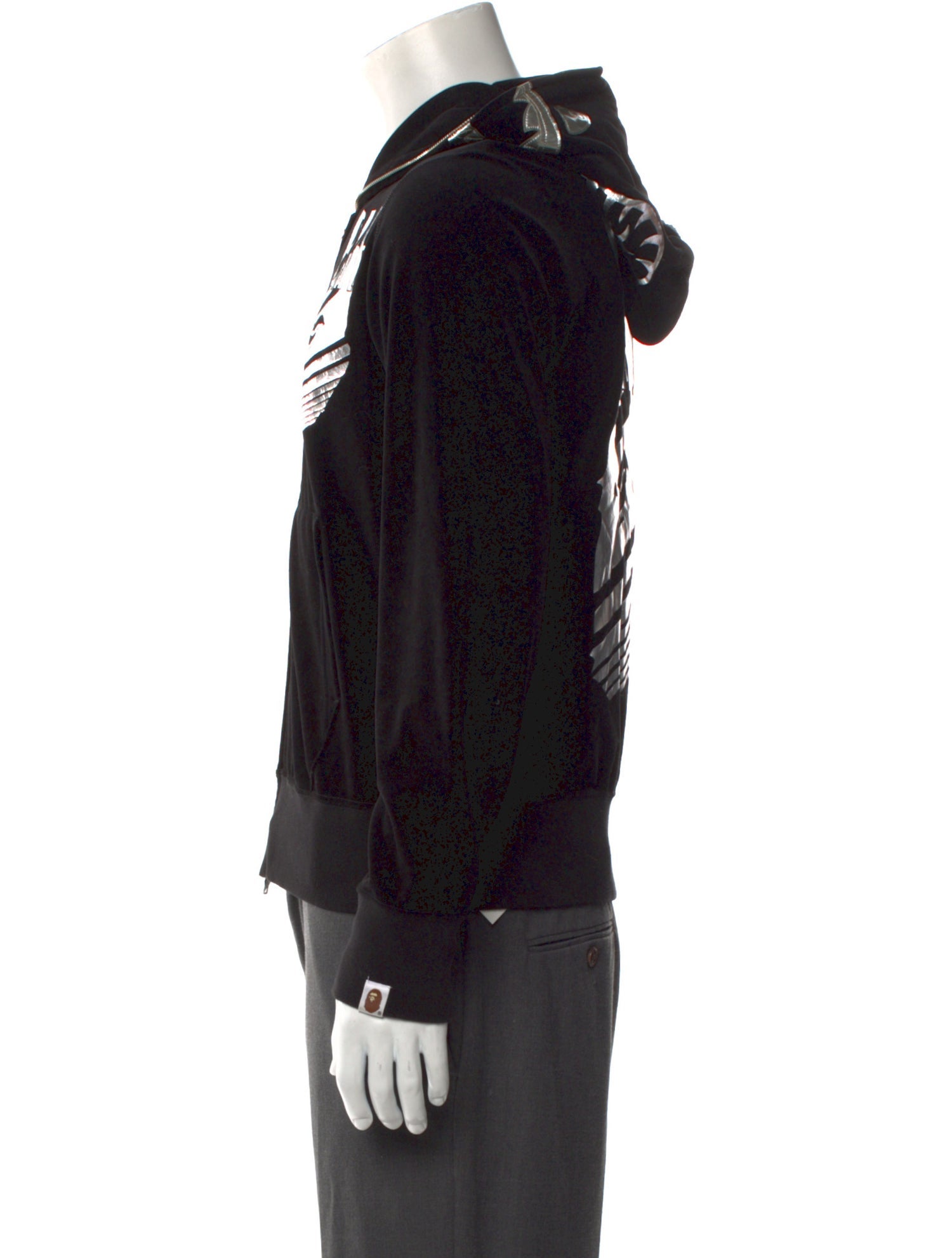 A Bathing Ape Velour Shark Graphic Print Hoodie