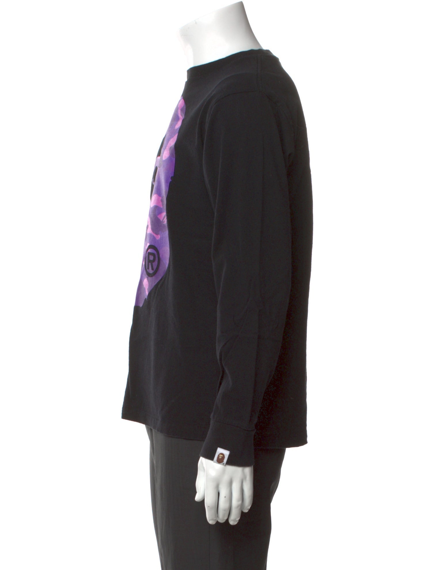 A Bathing Ape Purple Camo Ape Head Graphic Print Henley