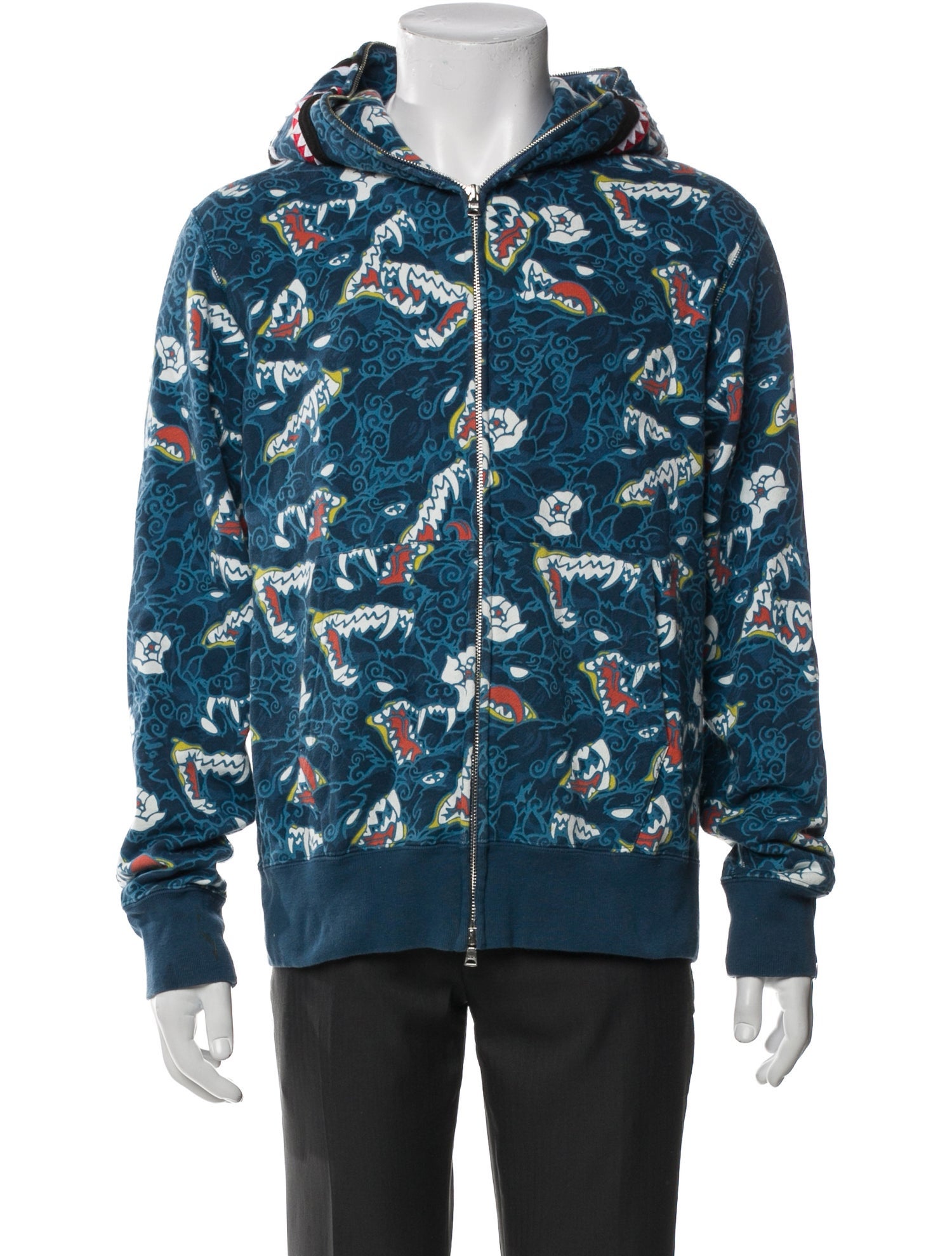 A Bathing Ape Japanese Tattoo Camo Shark Printed Hoodie