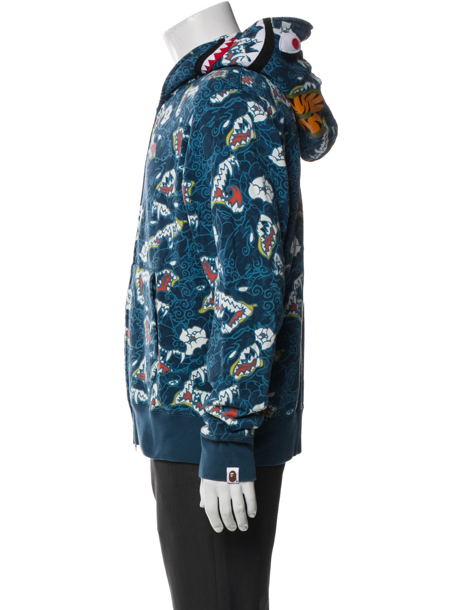 A Bathing Ape Japanese Tattoo Camo Shark Printed Hoodie
