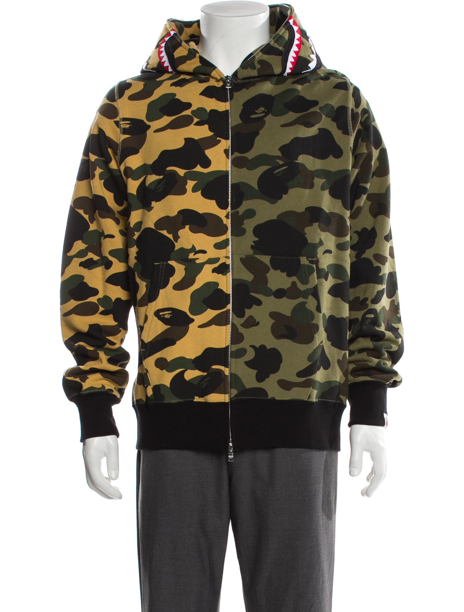 A Bathing Ape Camo Split Shark Hoodie Camouflage Print Hoodie w/ Tags