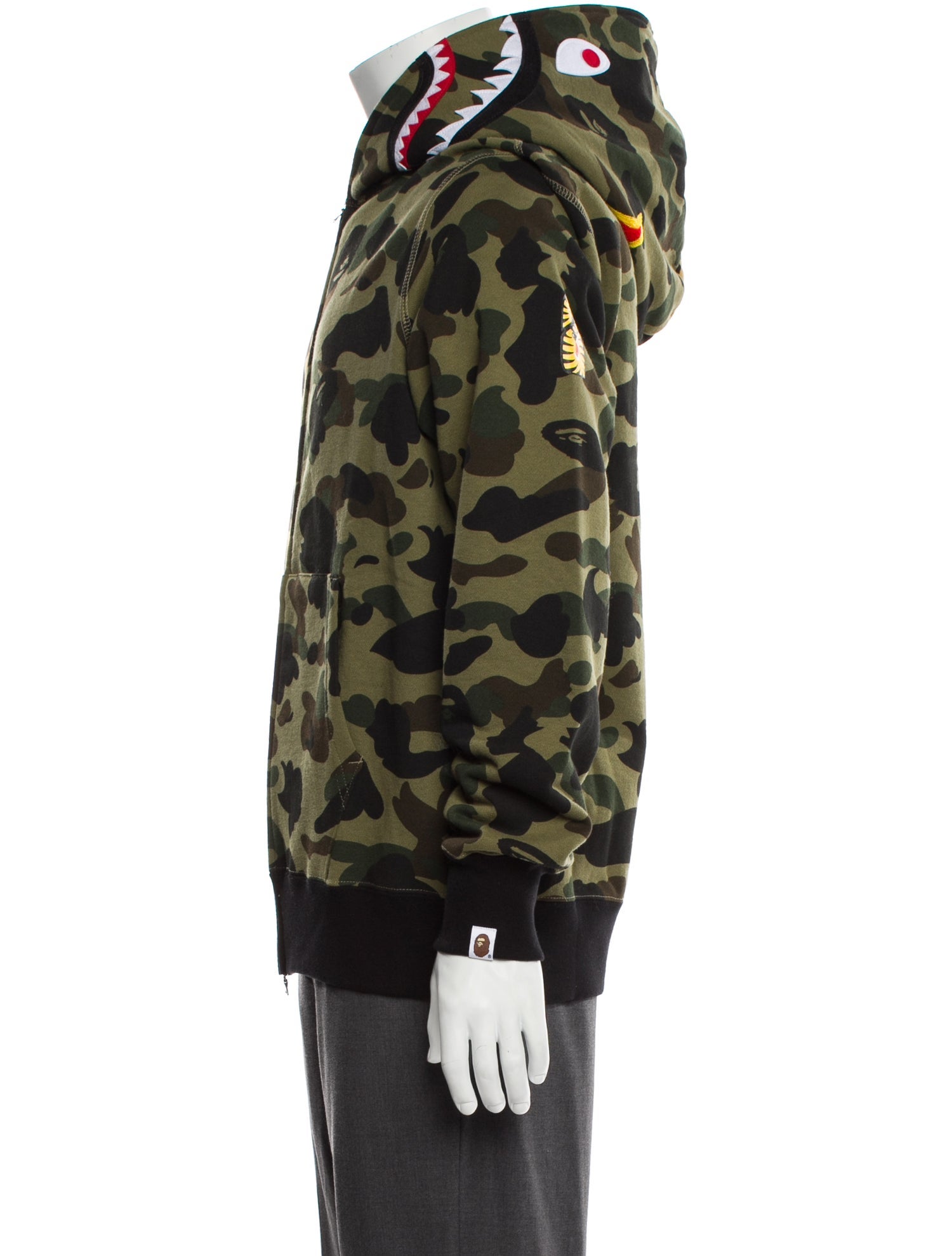 A Bathing Ape Camo Split Shark Hoodie Camouflage Print Hoodie w/ Tags