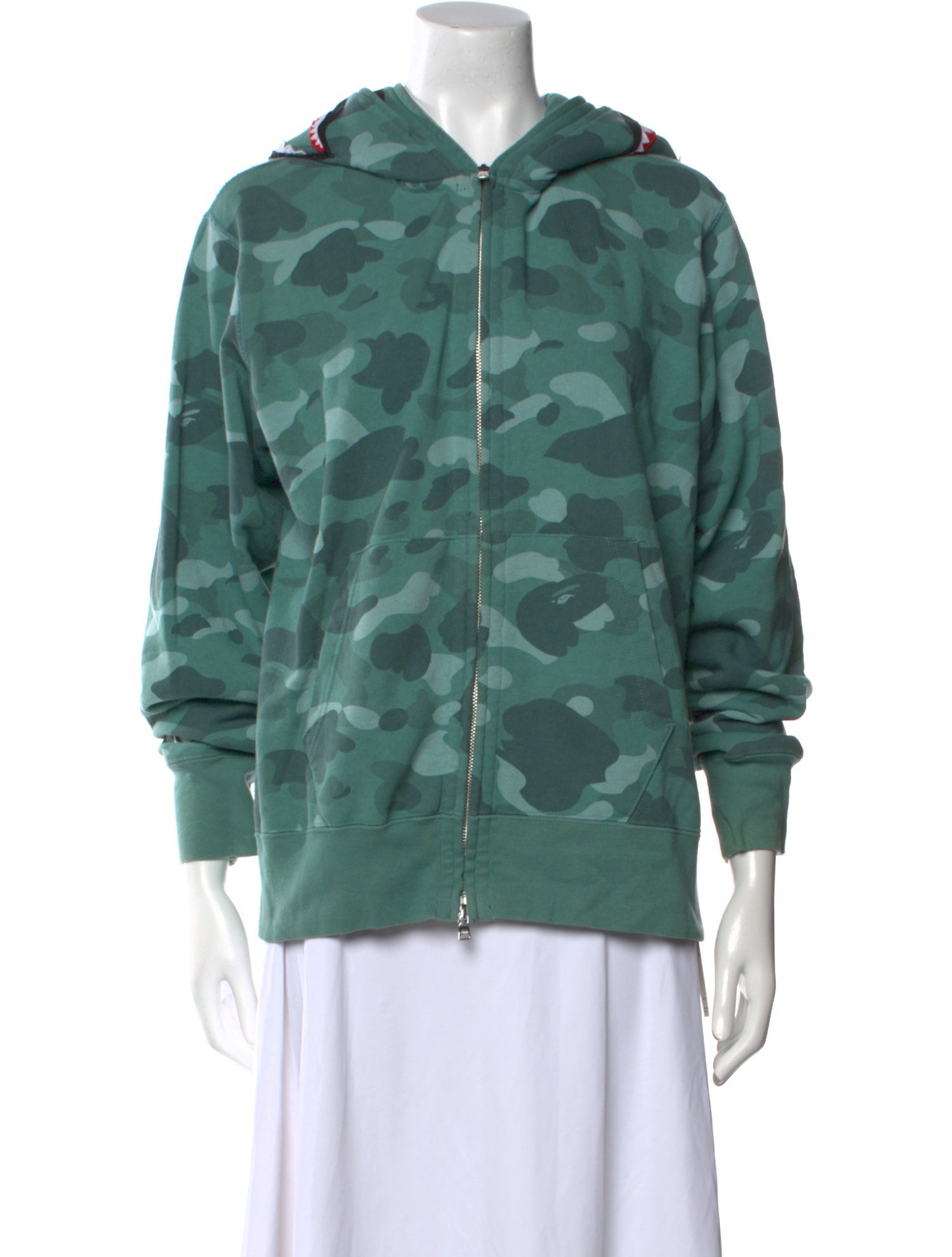 A Bathing Ape Camo Shark Zip Up Printed Sweatshirt