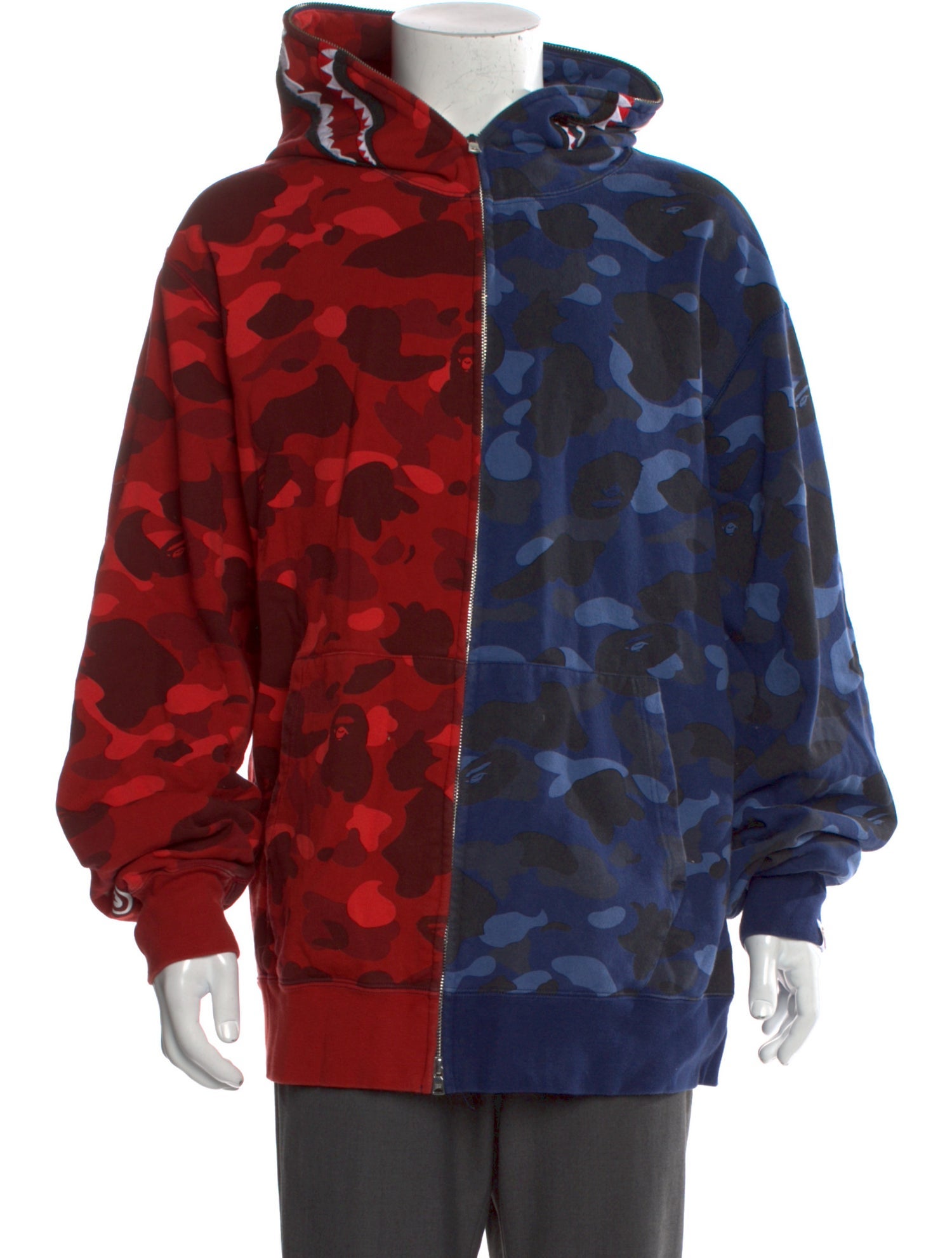 A Bathing Ape Shark Split Camo Zip Printed Hoodie